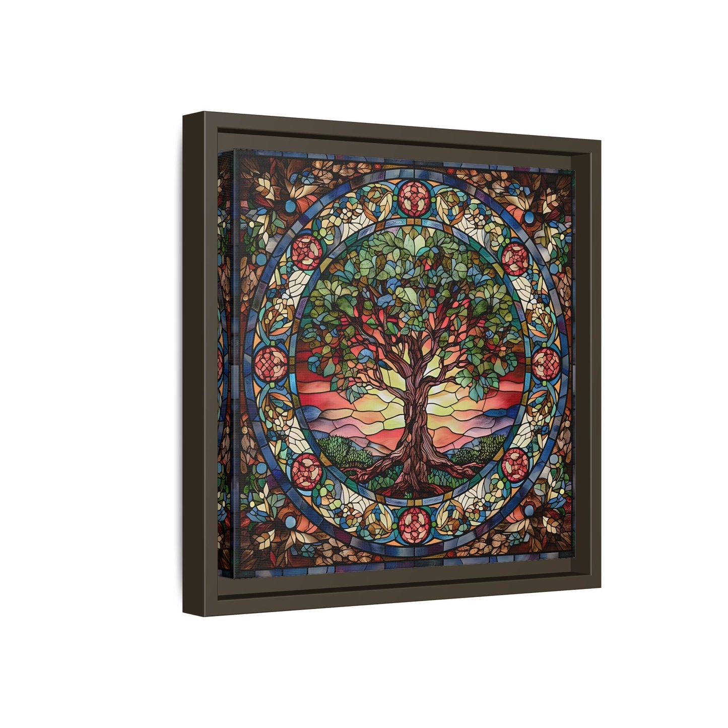 Framed Tree of Life Mythology Mandala Canvas Wall Art Print