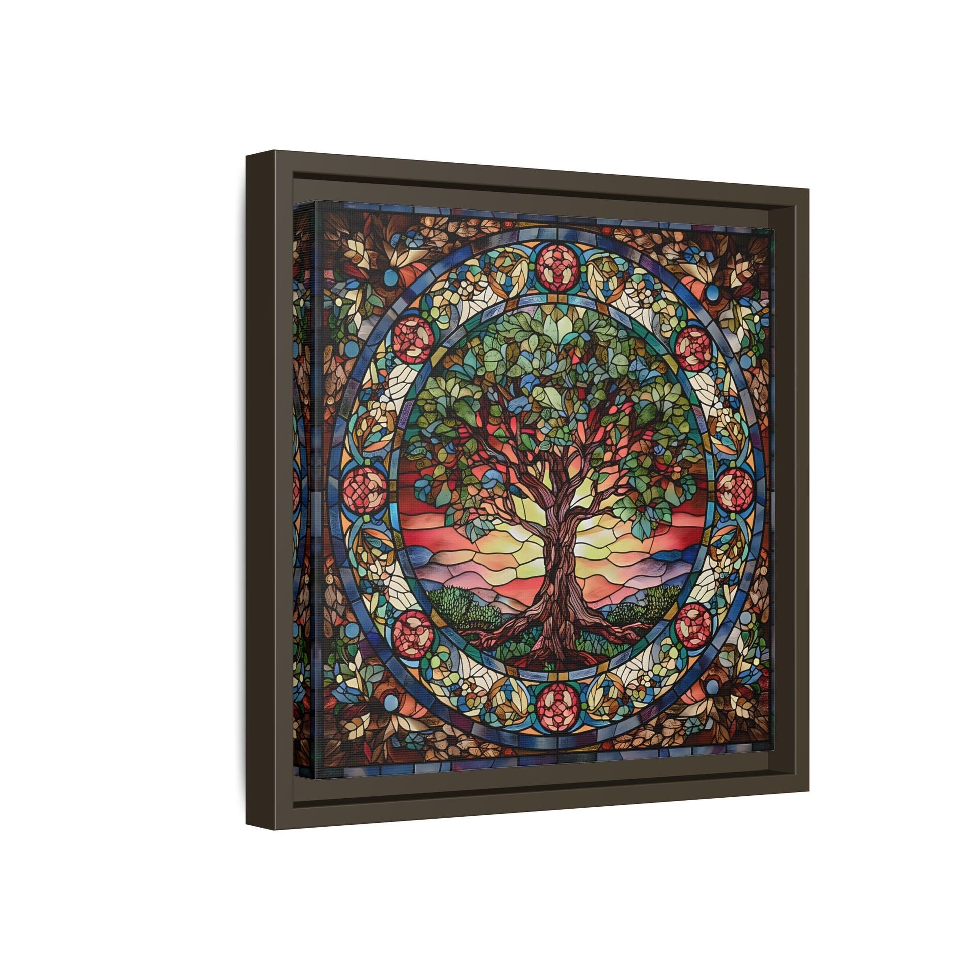 Framed Tree of Life Mythology Mandala Canvas Wall Art Print