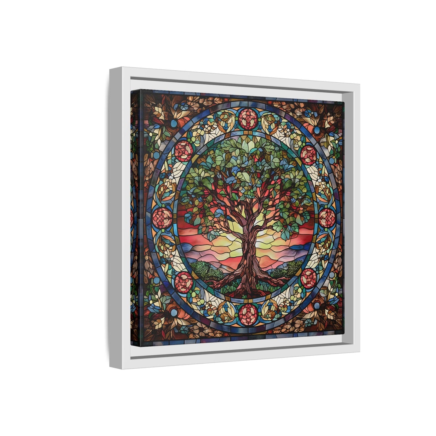 Framed Tree of Life Mythology Mandala Canvas Wall Art Print