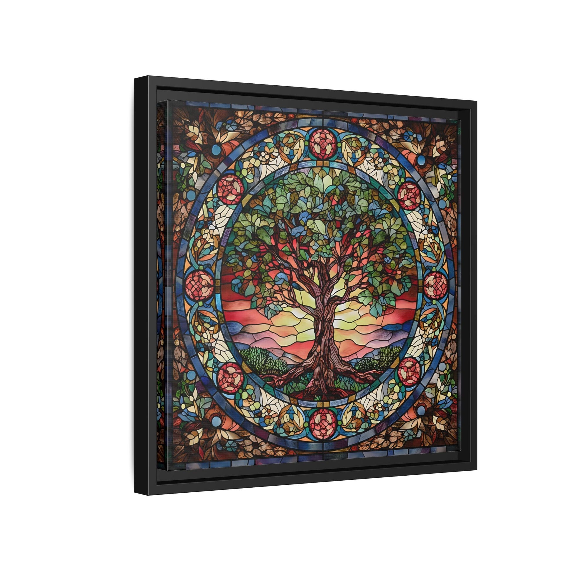 Framed Tree of Life Mythology Mandala Canvas Wall Art Print