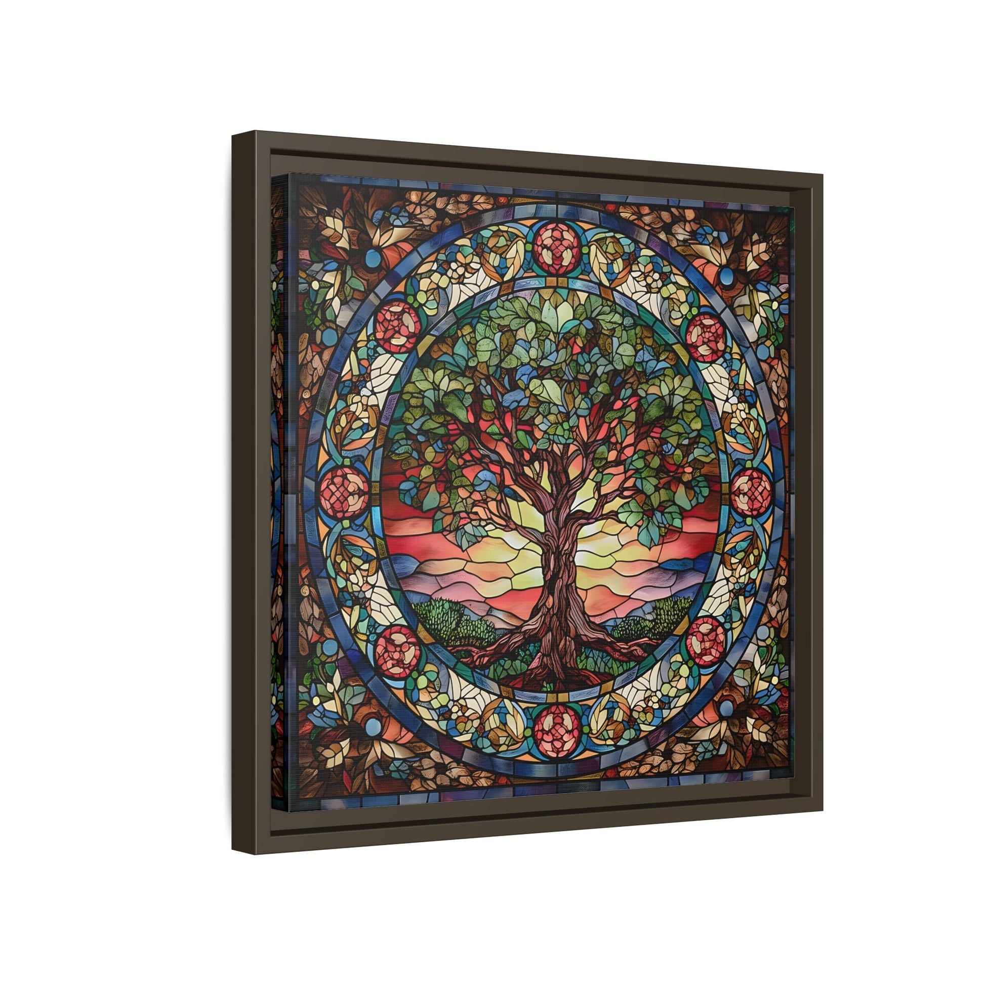 Framed Tree of Life Mythology Mandala Canvas Wall Art Print