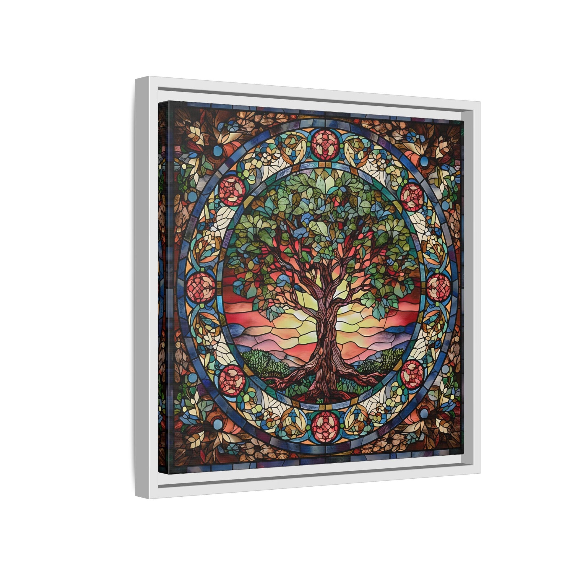 Framed Tree of Life Mythology Mandala Canvas Wall Art Print