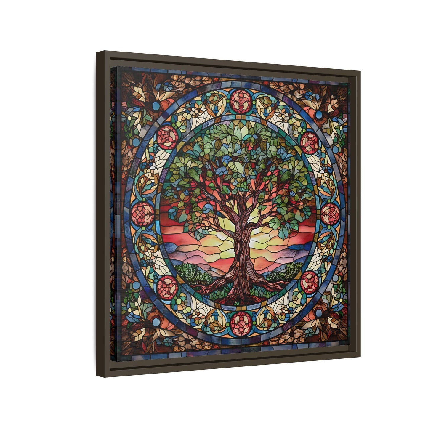 Framed Tree of Life Mythology Mandala Canvas Wall Art Print