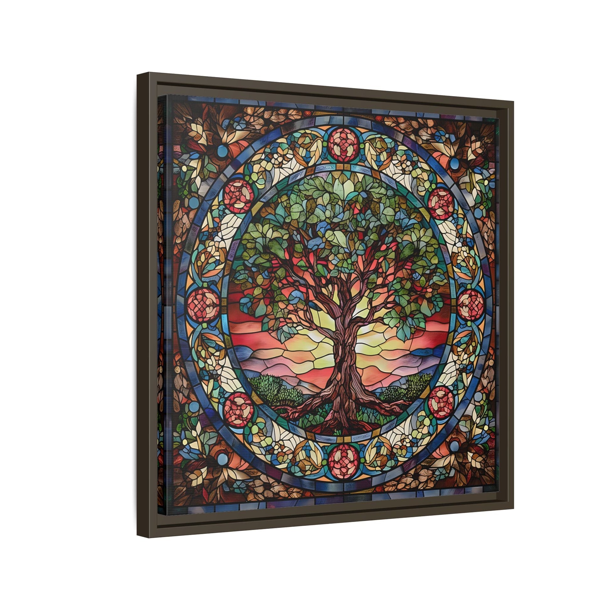 Framed Tree of Life Mythology Mandala Canvas Wall Art Print