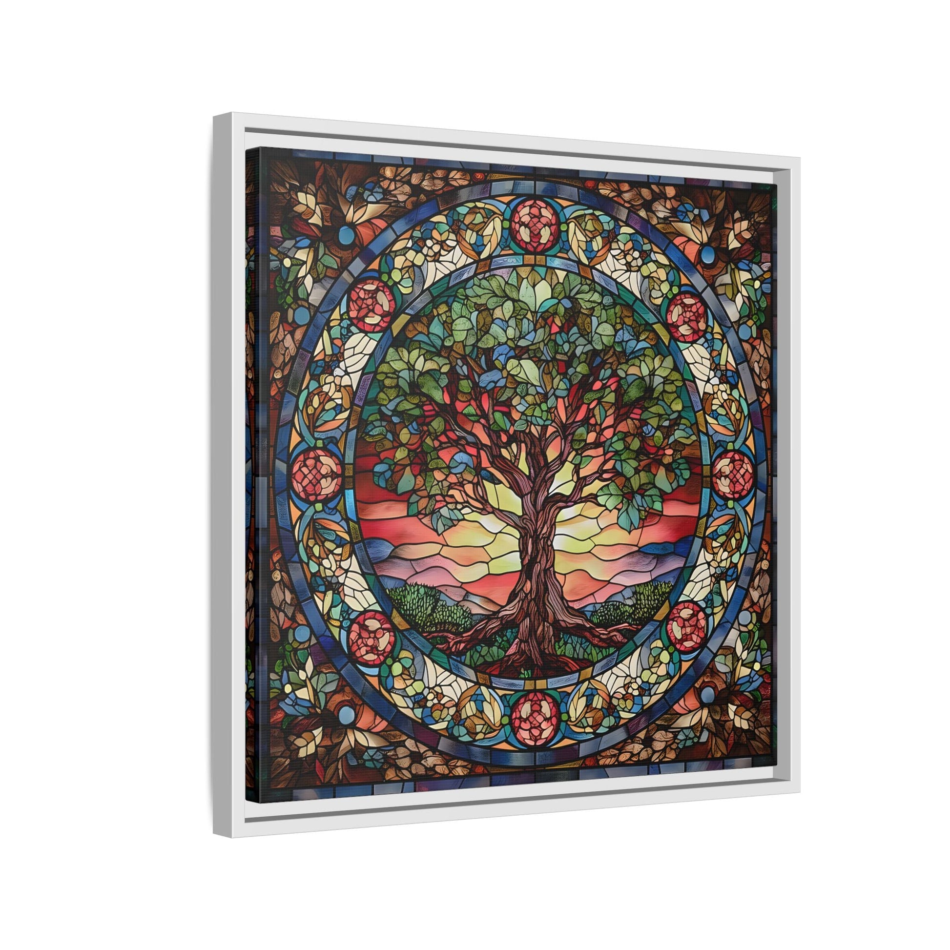 Framed Tree of Life Mythology Mandala Canvas Wall Art Print