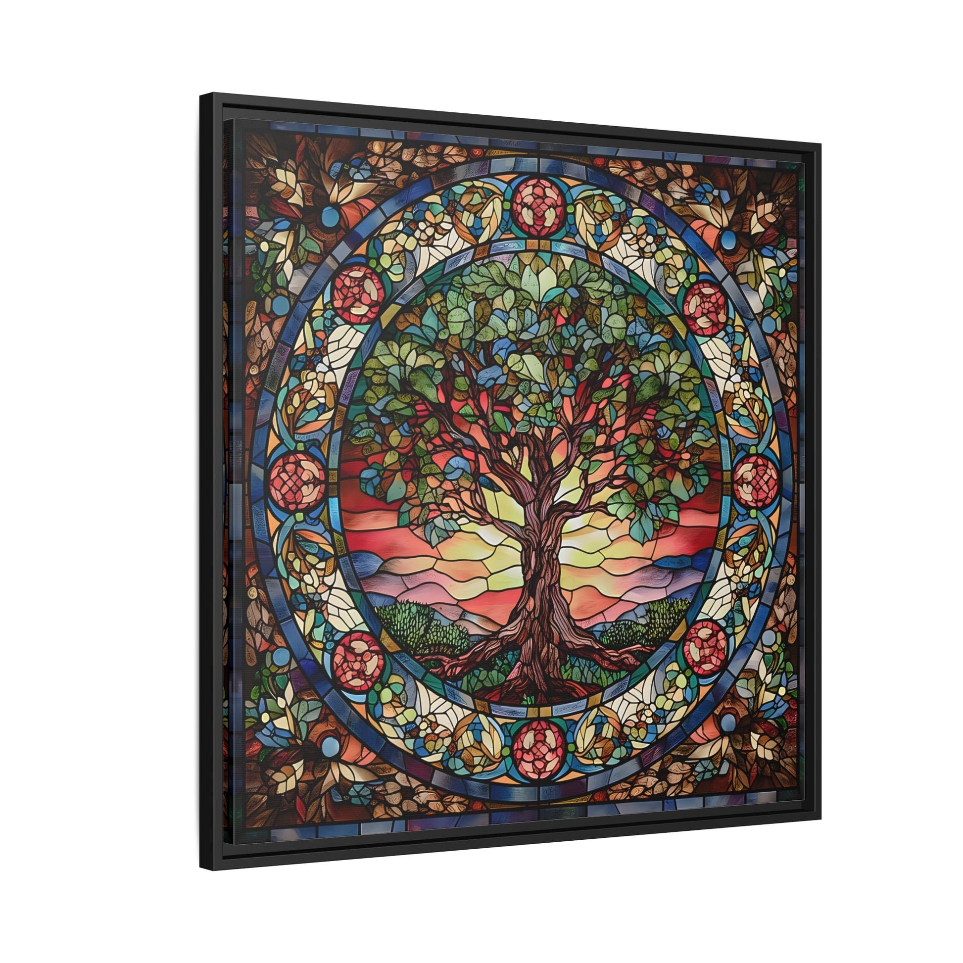 Framed Tree of Life Mythology Mandala Canvas Wall Art Print