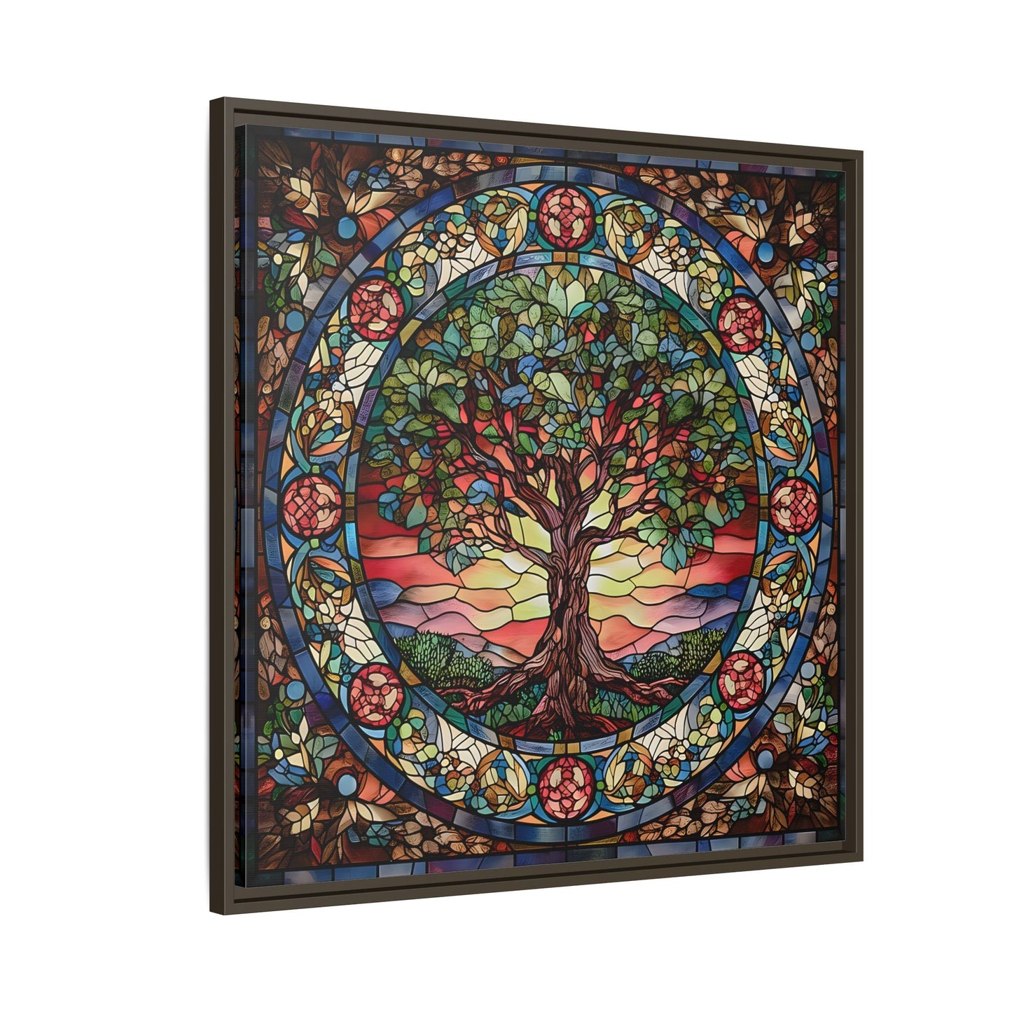 Framed Tree of Life Mythology Mandala Canvas Wall Art Print
