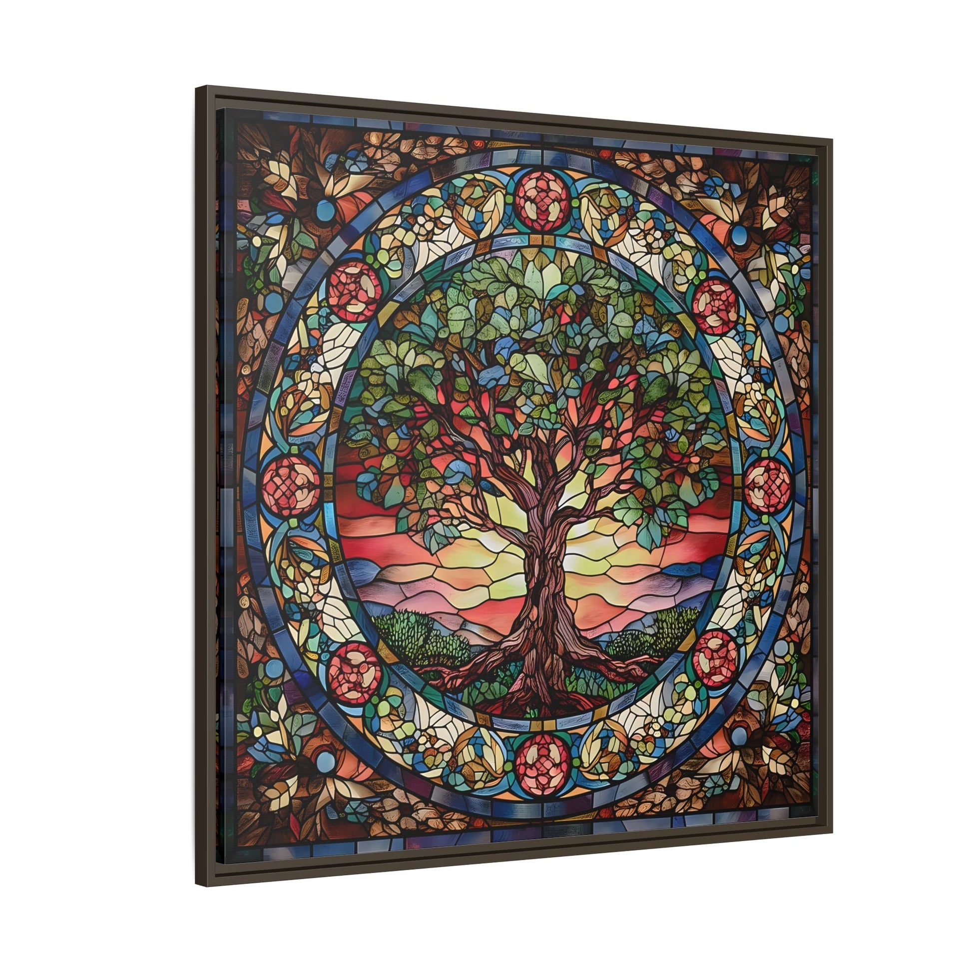Framed Tree of Life Mythology Mandala Canvas Wall Art Print