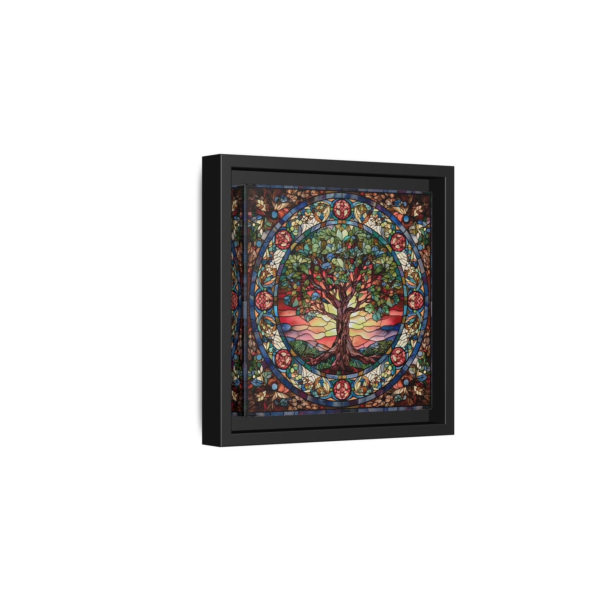 Framed Tree of Life Mythology Mandala Canvas Wall Art Print