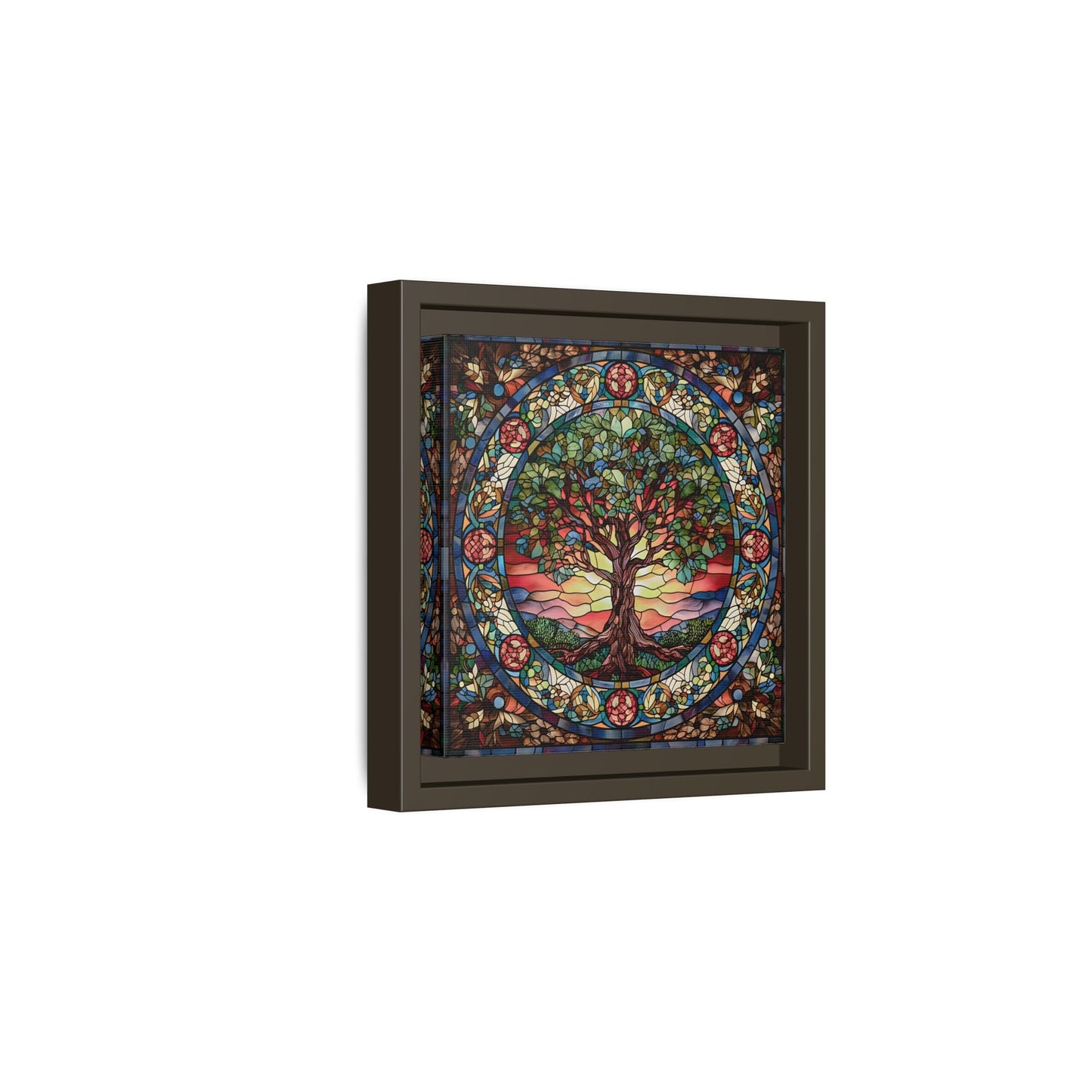 Framed Tree of Life Mythology Mandala Canvas Wall Art Print