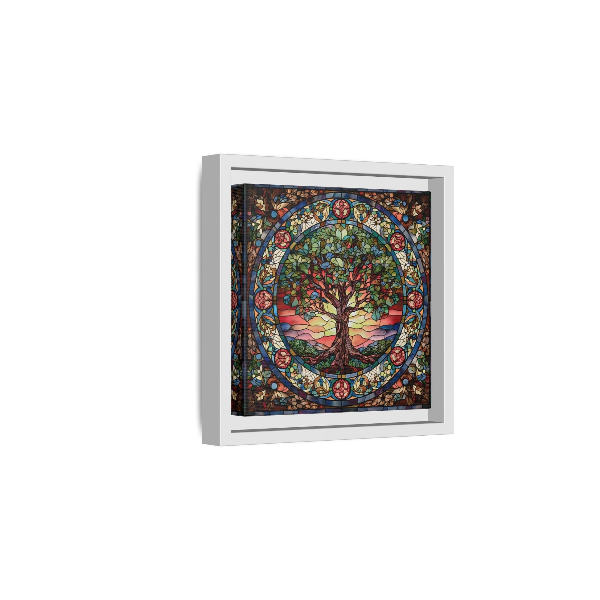 Framed Tree of Life Mythology Mandala Canvas Wall Art Print