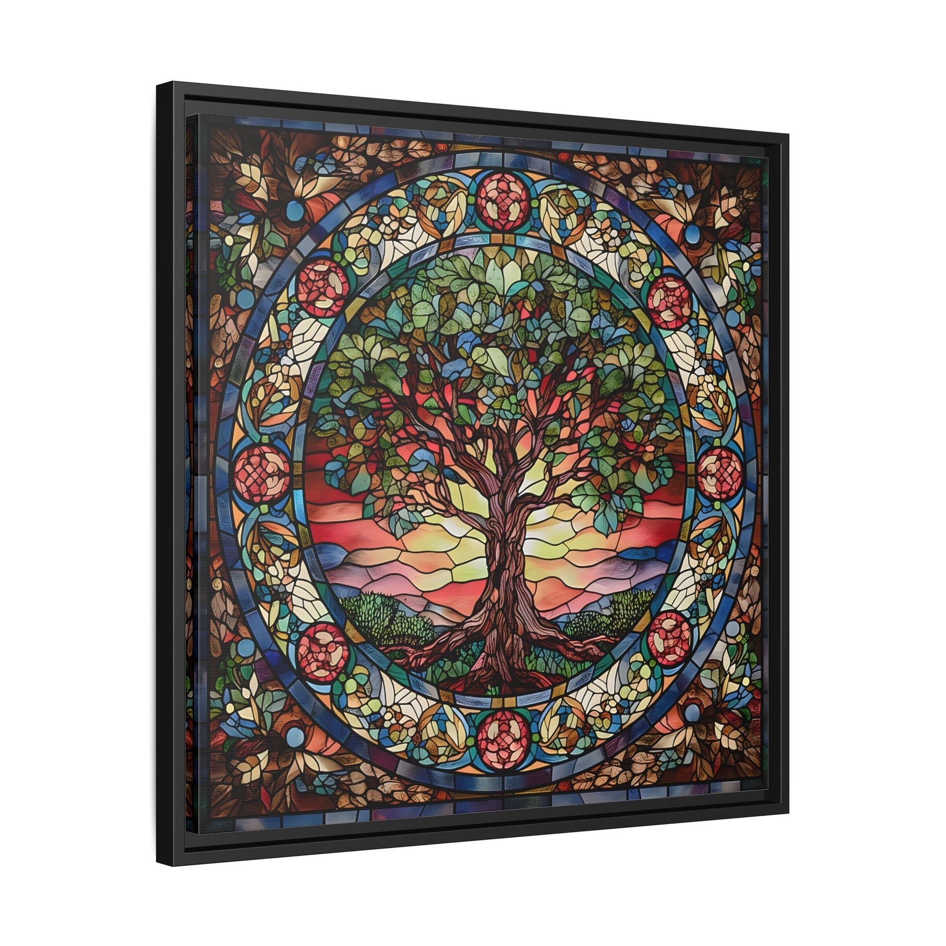 Framed Tree of Life Mythology Mandala Canvas Wall Art Print