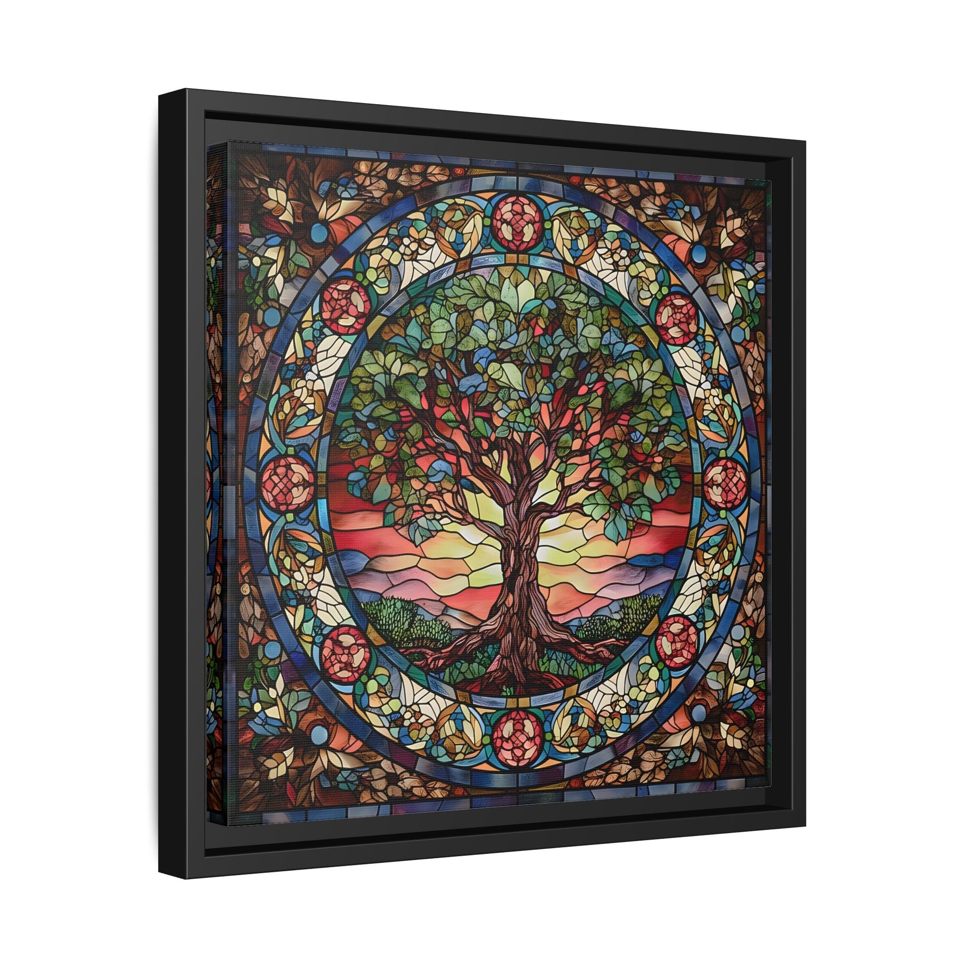 Framed Tree of Life Mythology Mandala Canvas Wall Art Print
