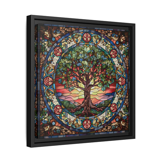 Framed Tree of Life Mythology Mandala Canvas Wall Art Print