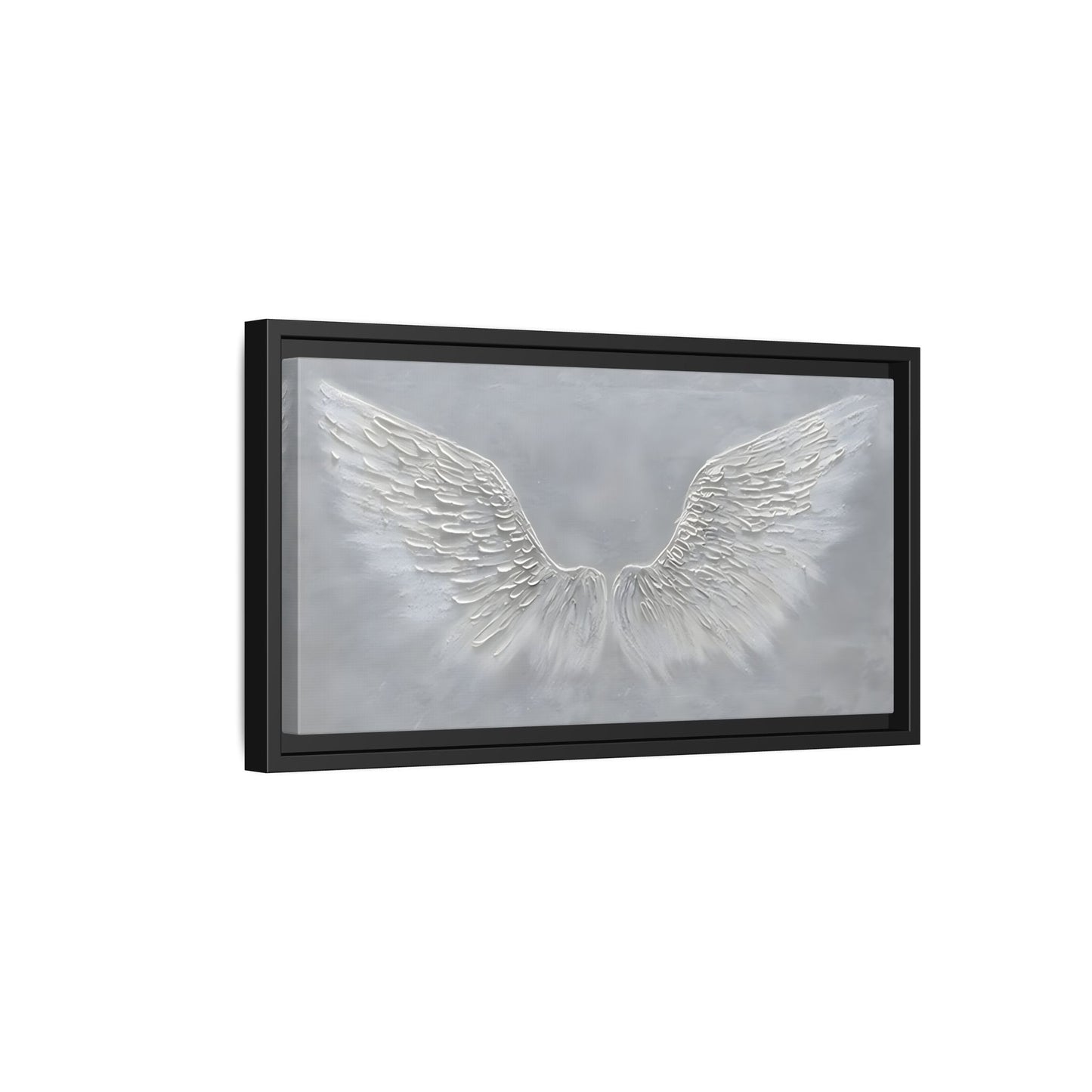 Framed Winged Angel Canvas Art - Large Grey Wall Print