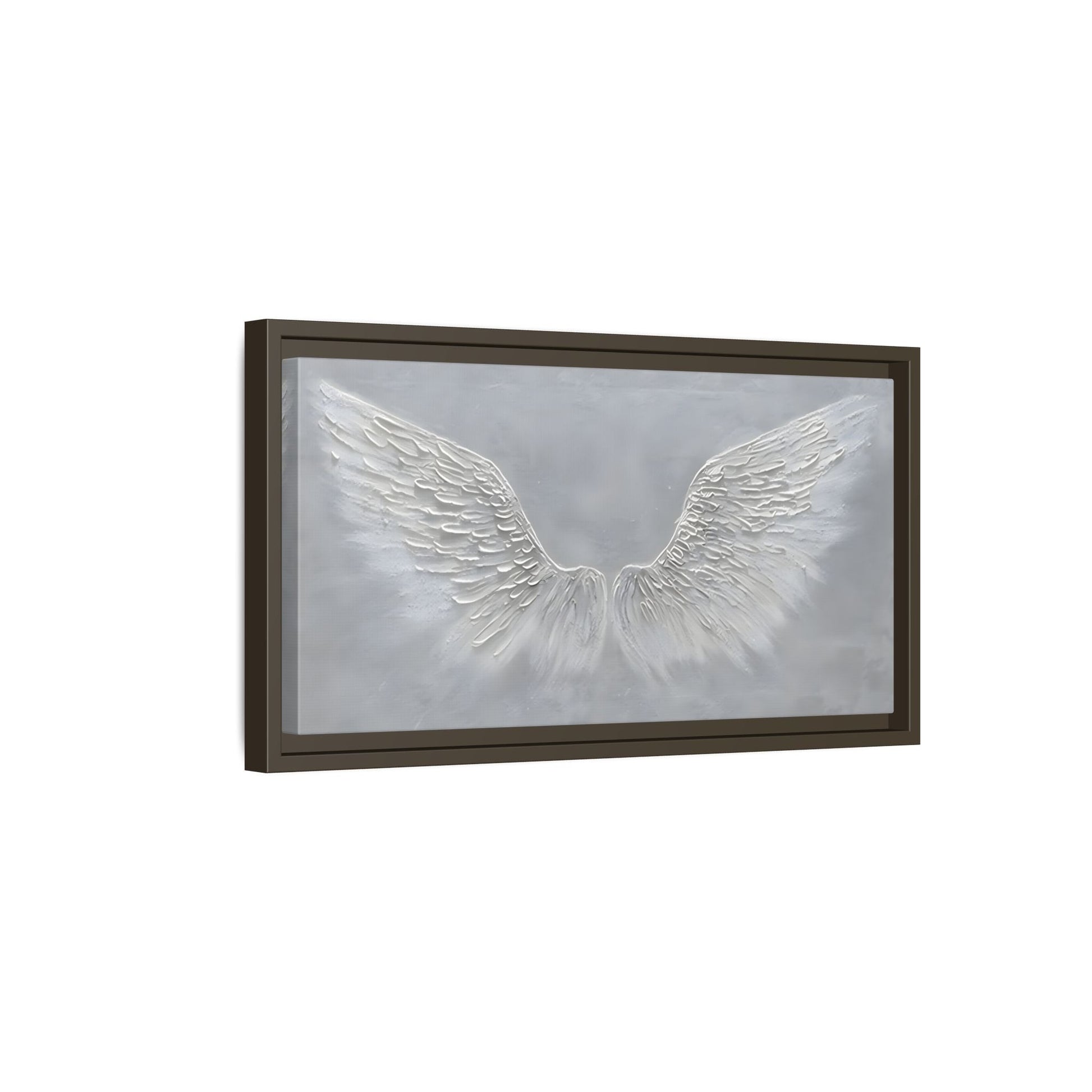 Framed Winged Angel Canvas Art - Large Grey Wall Print