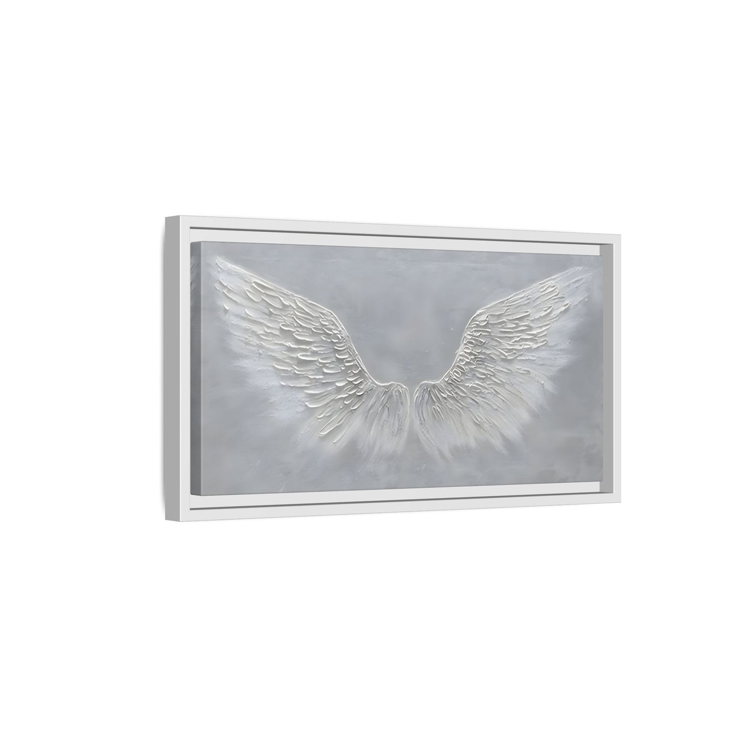 Framed Winged Angel Canvas Art - Large Grey Wall Print