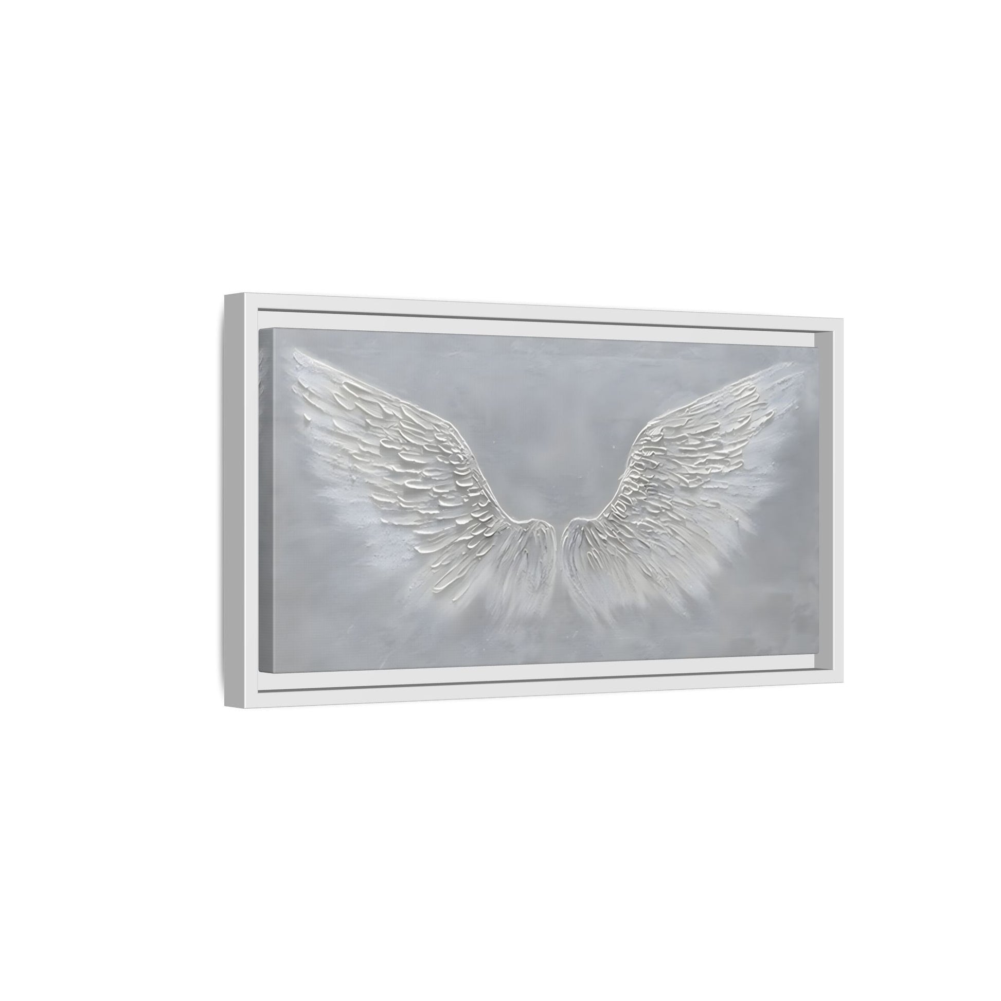 Framed Winged Angel Canvas Art - Large Grey Wall Print