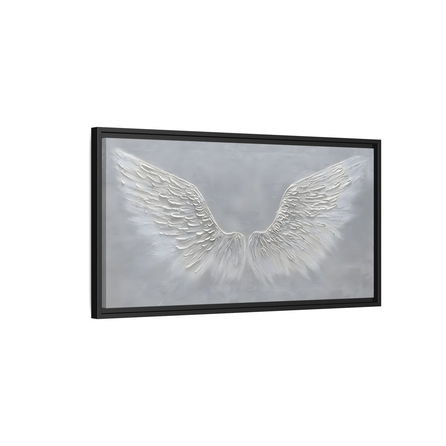 Framed Winged Angel Canvas Art - Large Grey Wall Print