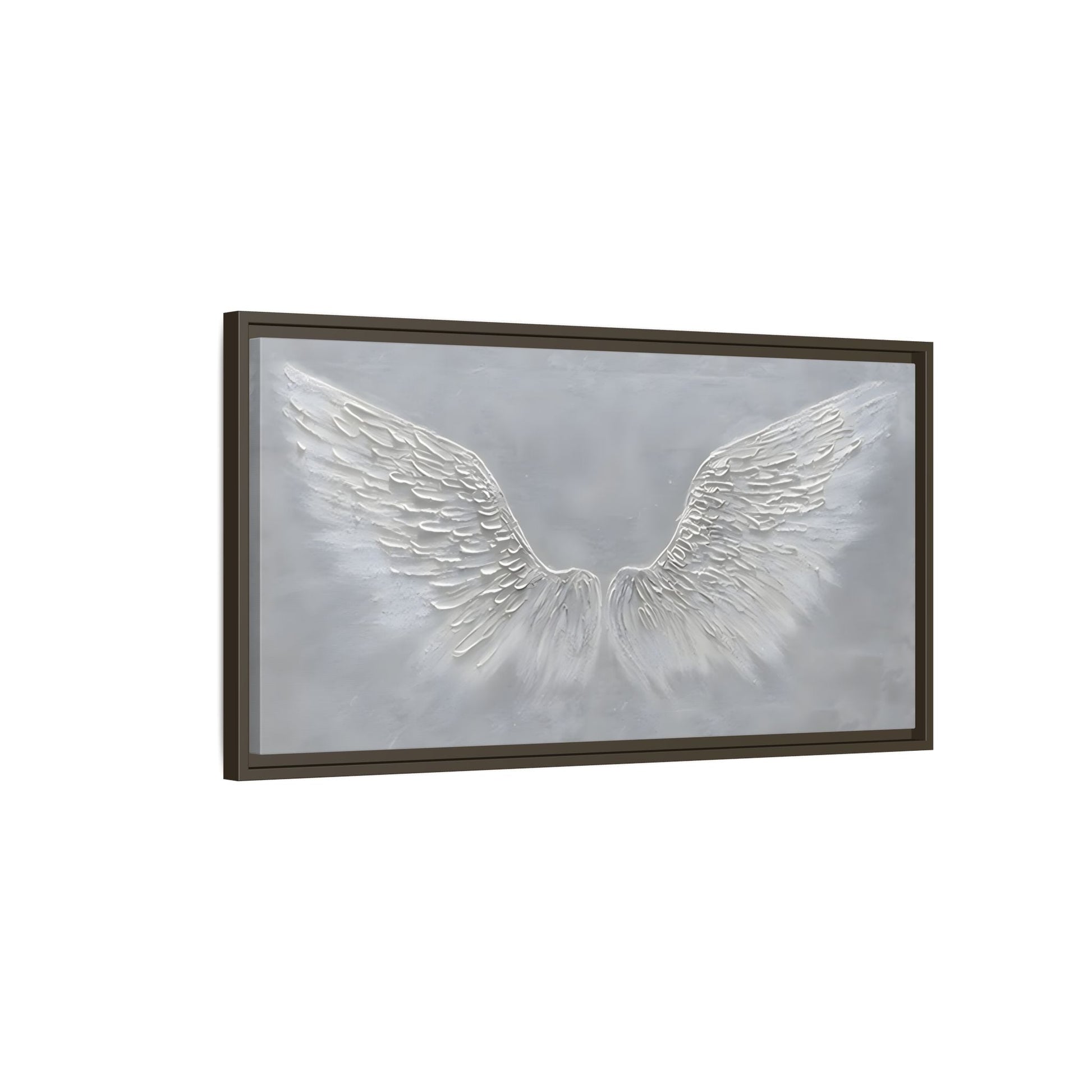 Framed Winged Angel Canvas Art - Large Grey Wall Print