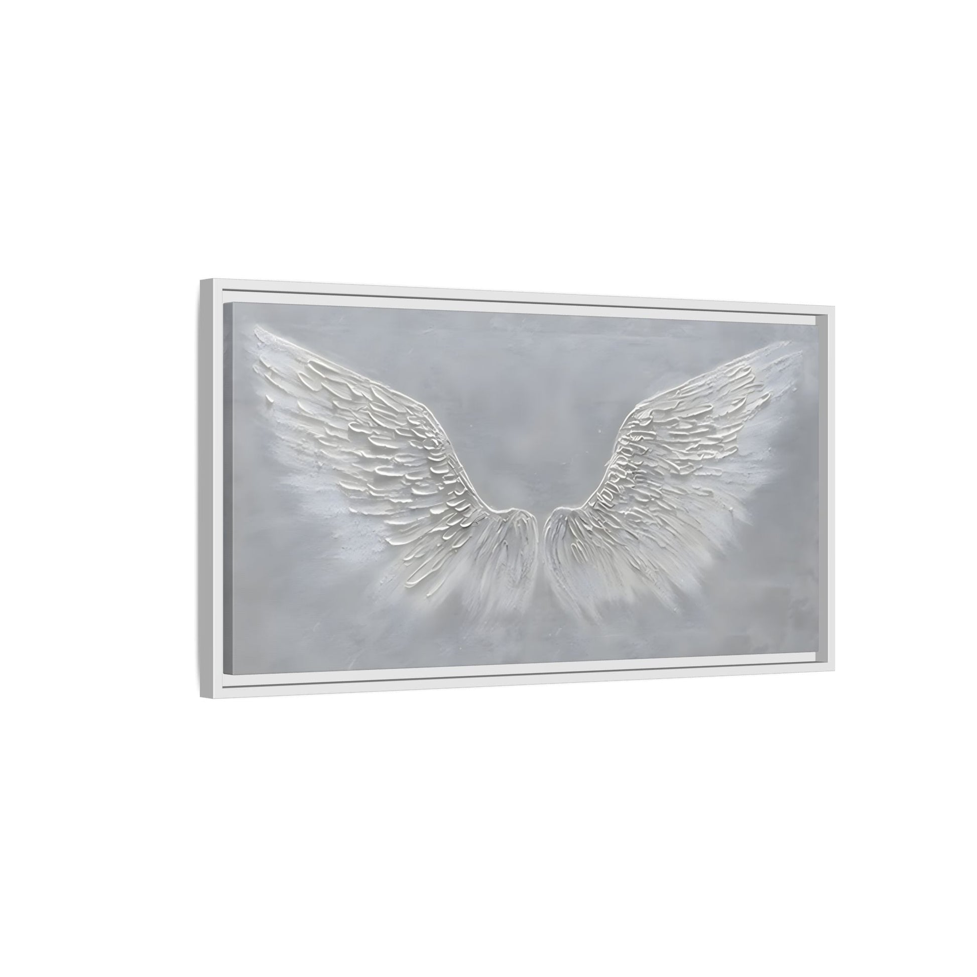 Framed Winged Angel Canvas Art - Large Grey Wall Print