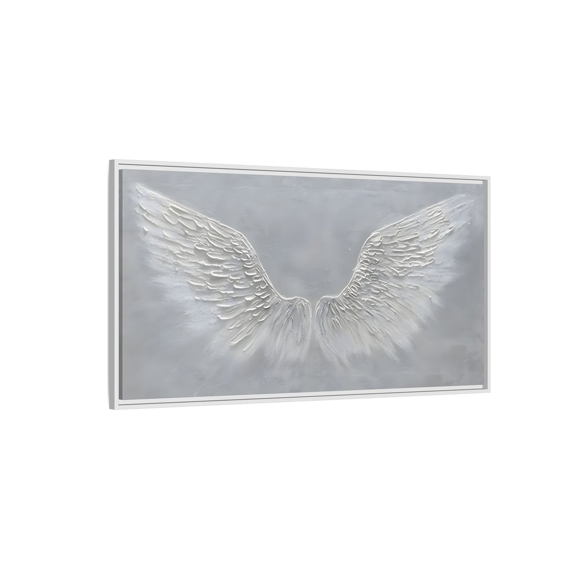 Framed Winged Angel Canvas Art - Large Grey Wall Print