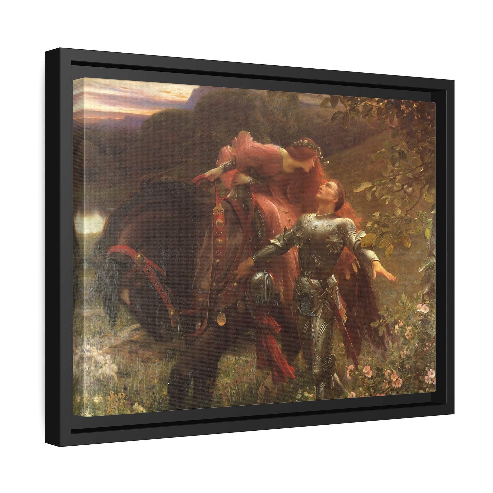 Frank Dicksee La Belle Dame Sans Merci - Framed Canvas Wall Art Print in Black Frame