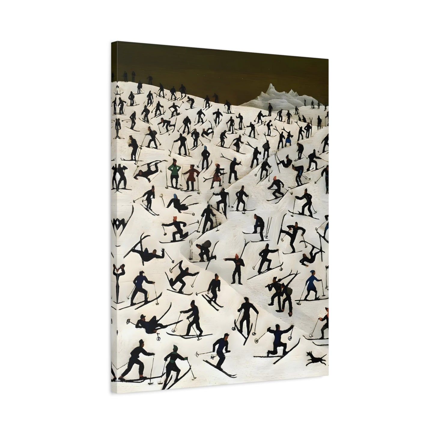 Franz Sedlacek Skiers Landscape - Framed Winter Snow Canvas Wall Art Print