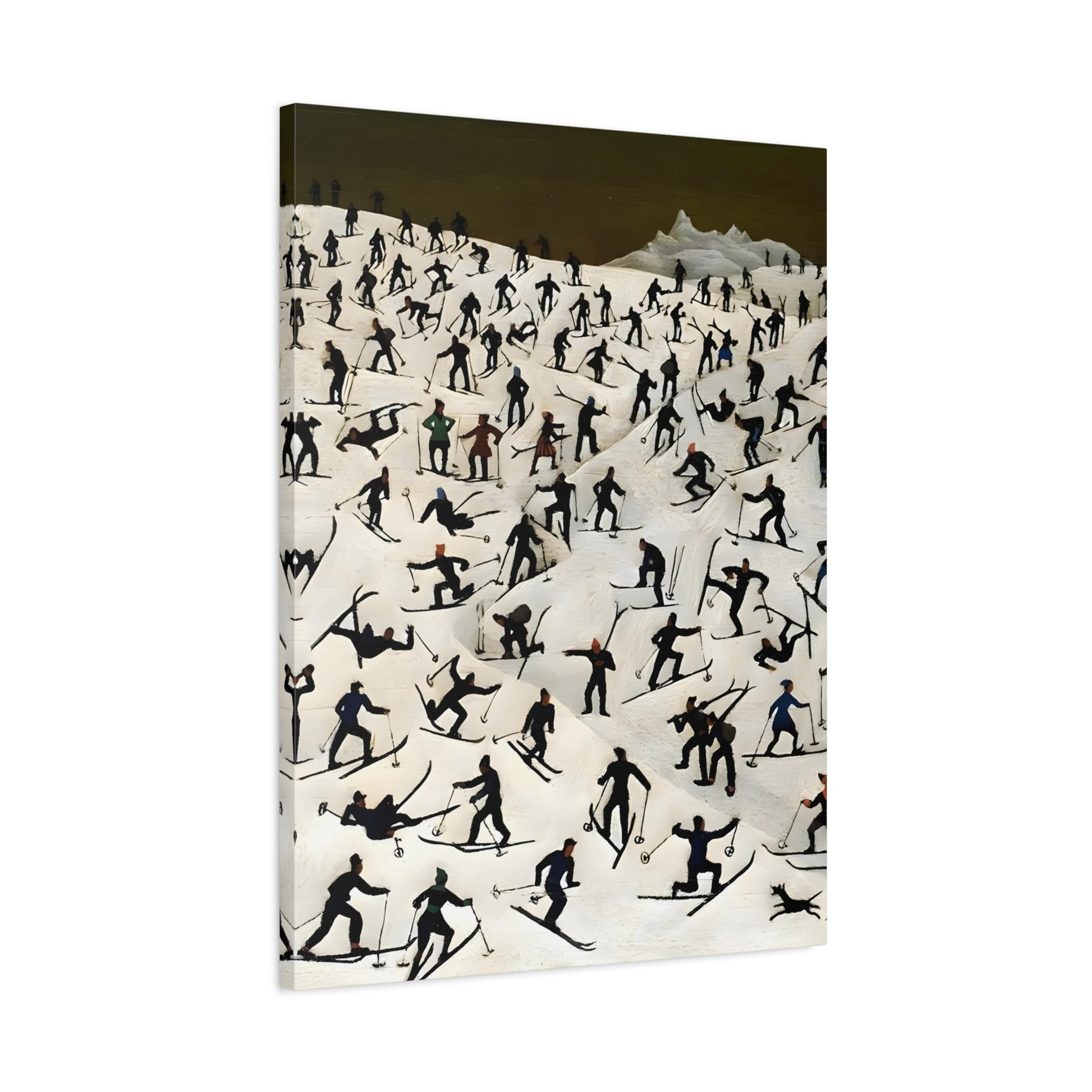 Franz Sedlacek Skiers Landscape - Framed Winter Snow Canvas Wall Art Print