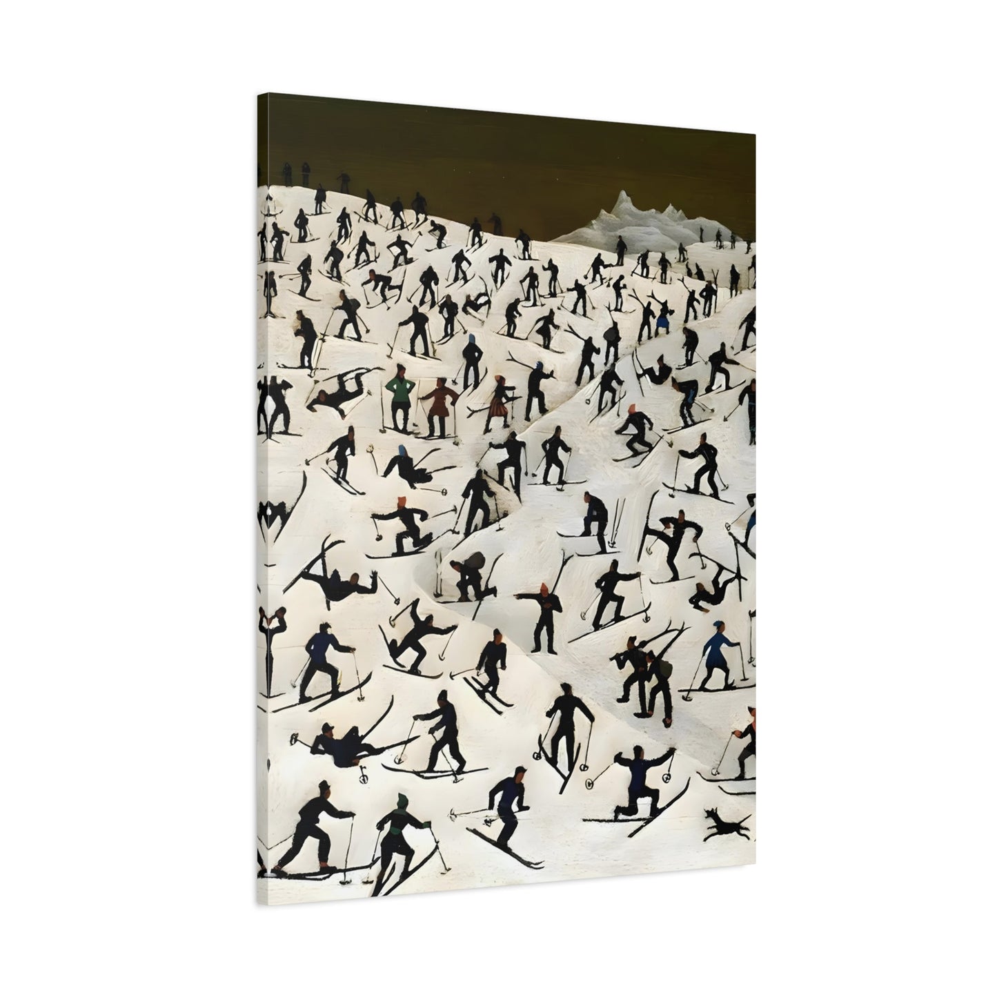 Franz Sedlacek Skiers Landscape - Framed Winter Snow Canvas Wall Art Print