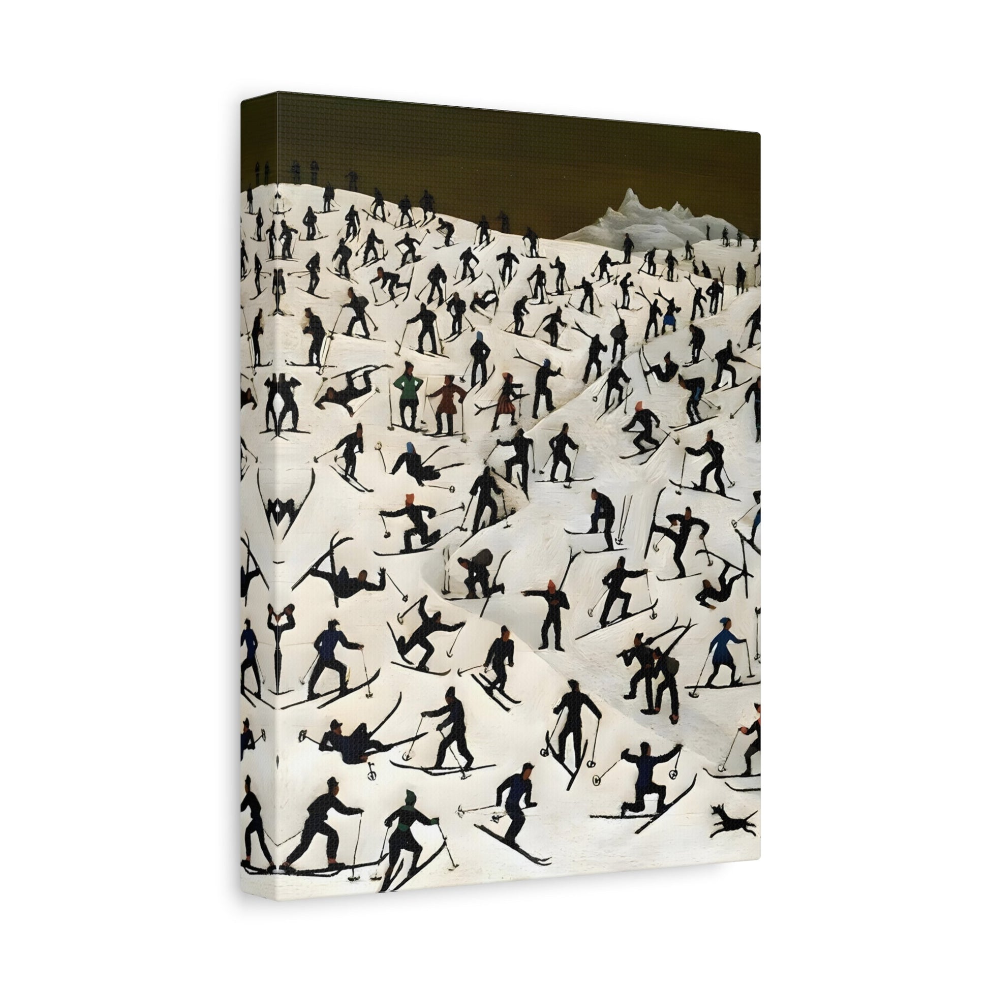 Franz Sedlacek Skiers Landscape - Framed Winter Snow Canvas Wall Art Print
