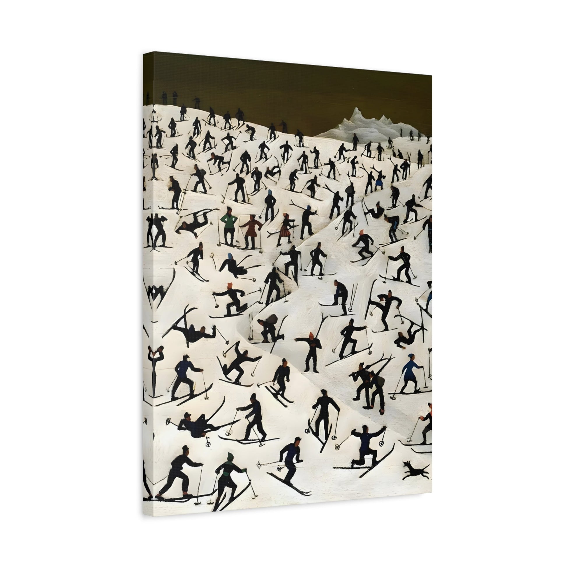 Franz Sedlacek Skiers Landscape - Framed Winter Snow Canvas Wall Art Print