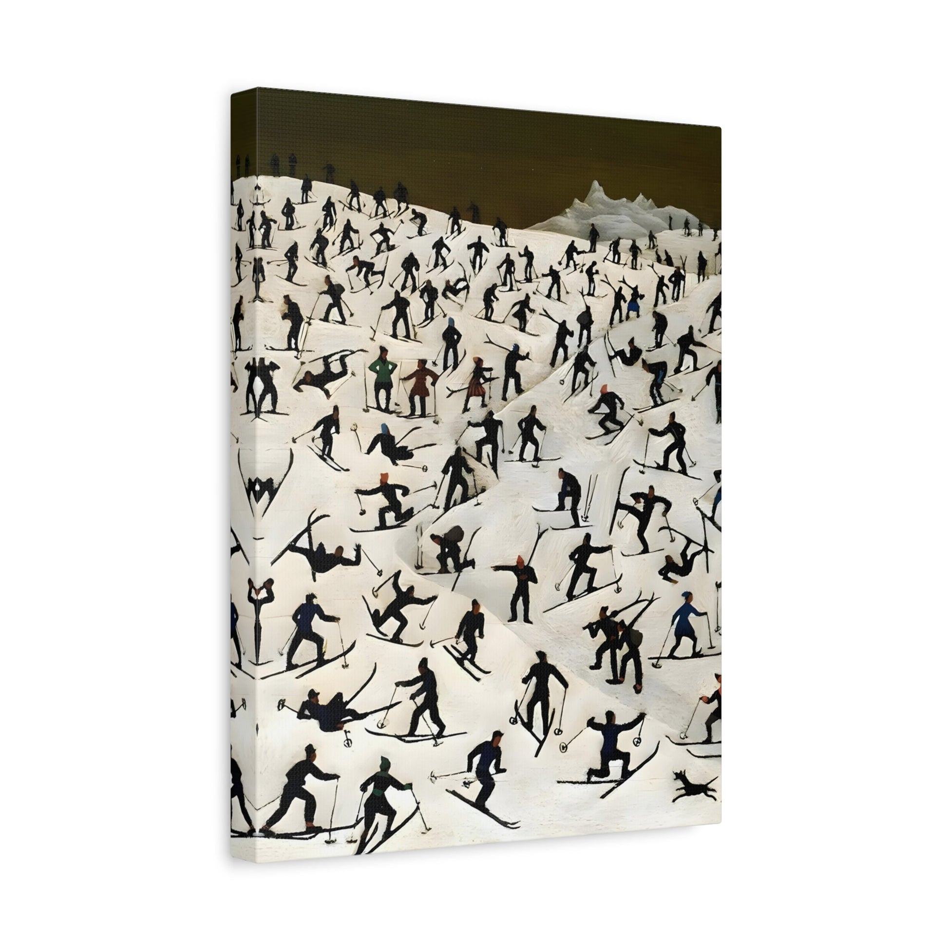 Franz Sedlacek Skiers Landscape - Framed Winter Snow Canvas Wall Art Print