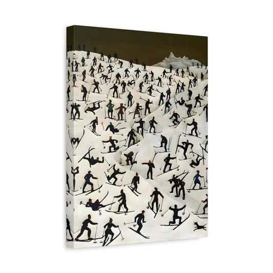 Franz Sedlacek Skiers Landscape - Framed Winter Snow Canvas Wall Art Print