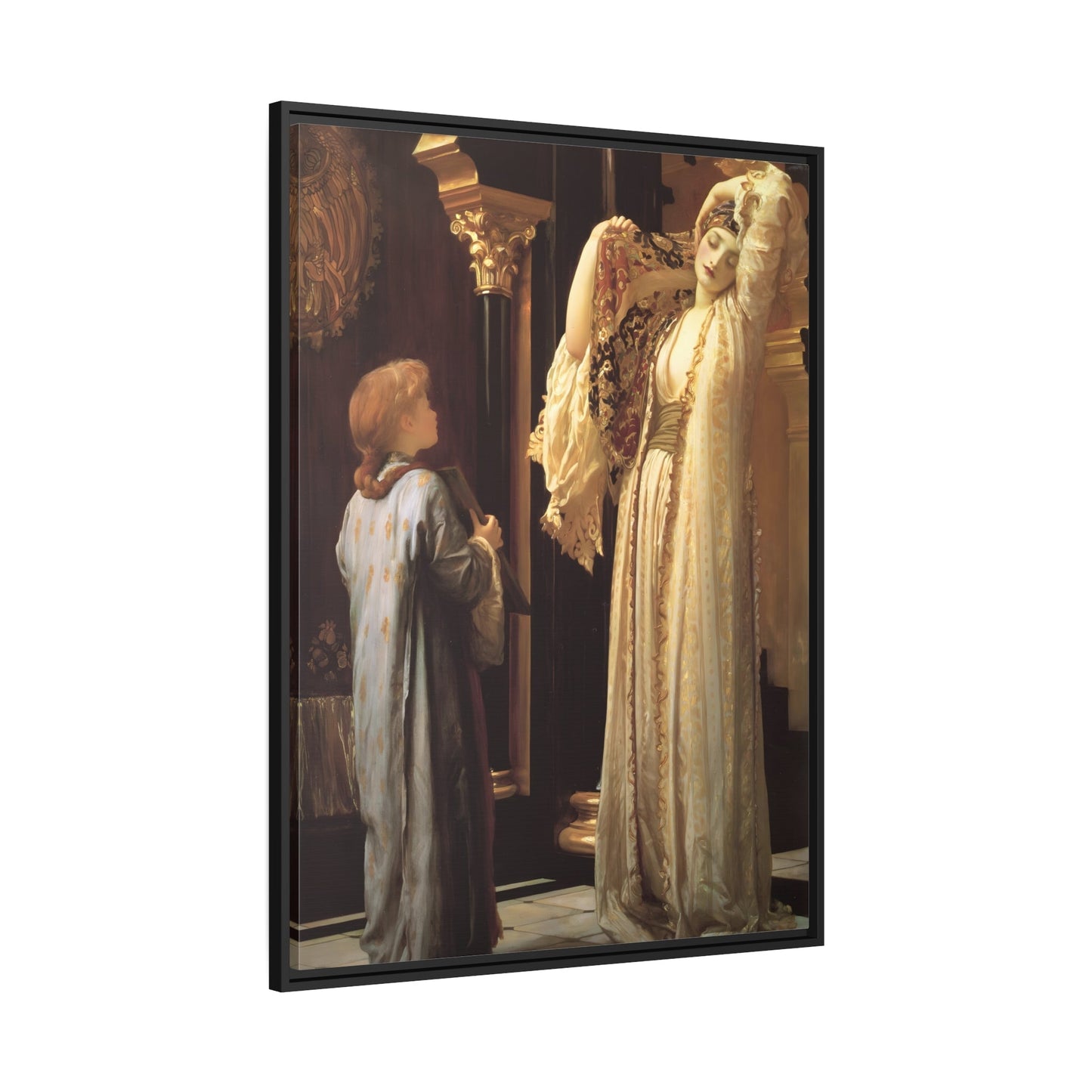 Frederic Leighton Light of the Harem Canvas Wall Art Print - Stunning British Artwork in Exclusive Black Frame for Home Decor