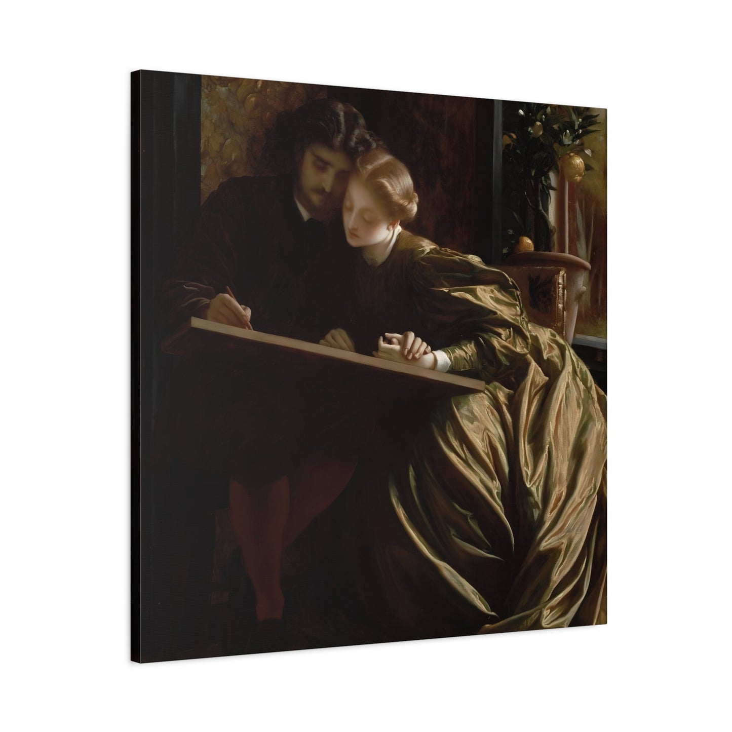 Frederic Leighton Painters Honeymoon - Square Canvas Wall Art Print