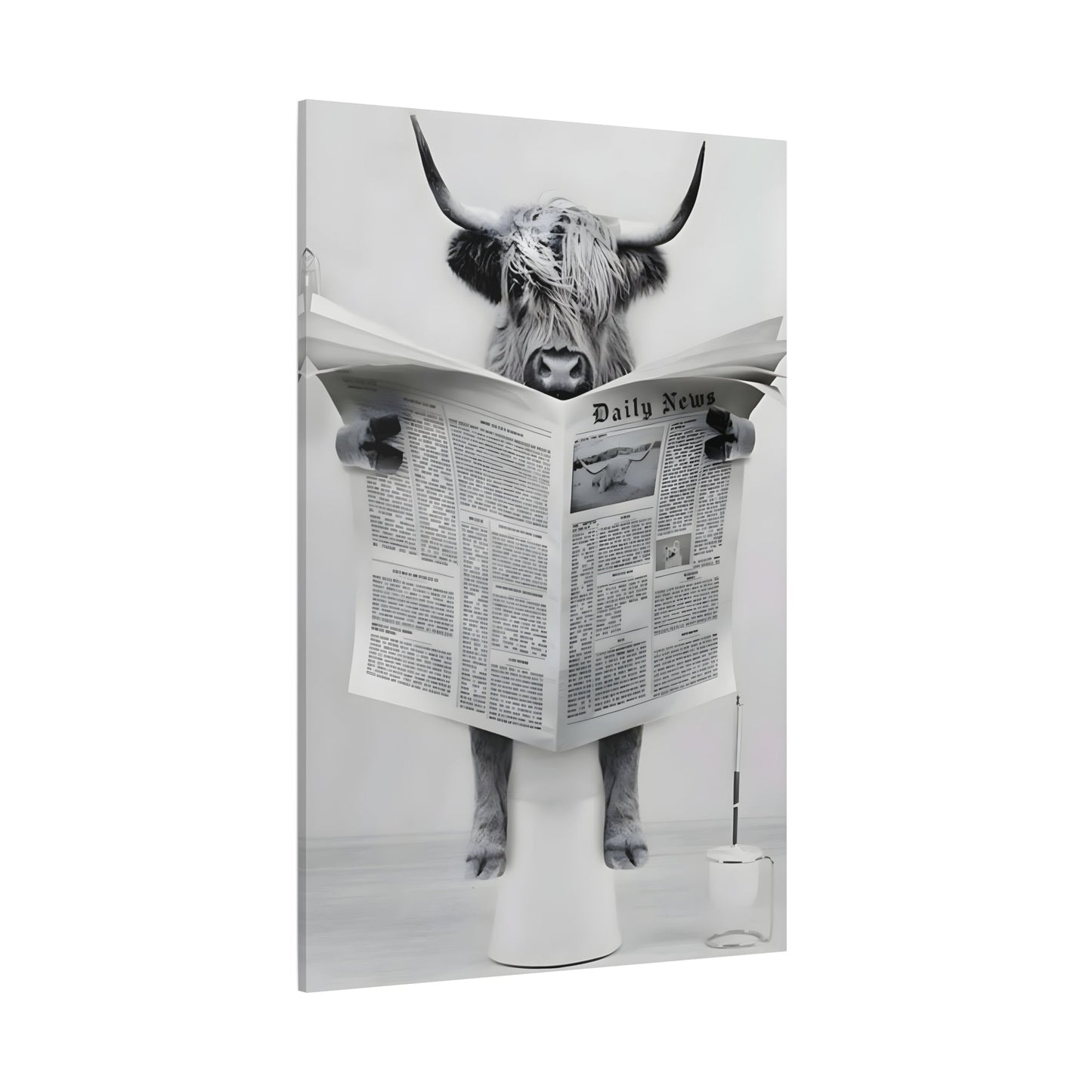 Funny Bull Bathroom Toilet Decor Canvas Wall Art Print