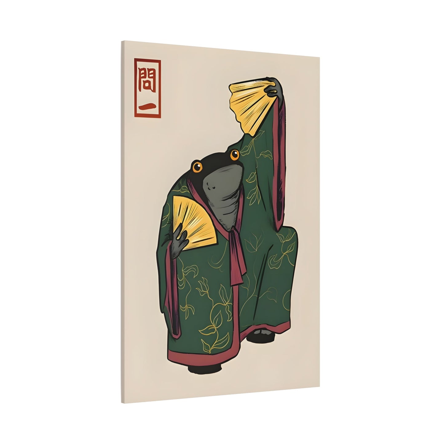 Funny Frog Wall Art Japanese Hoji Canvas Animal Decor Print