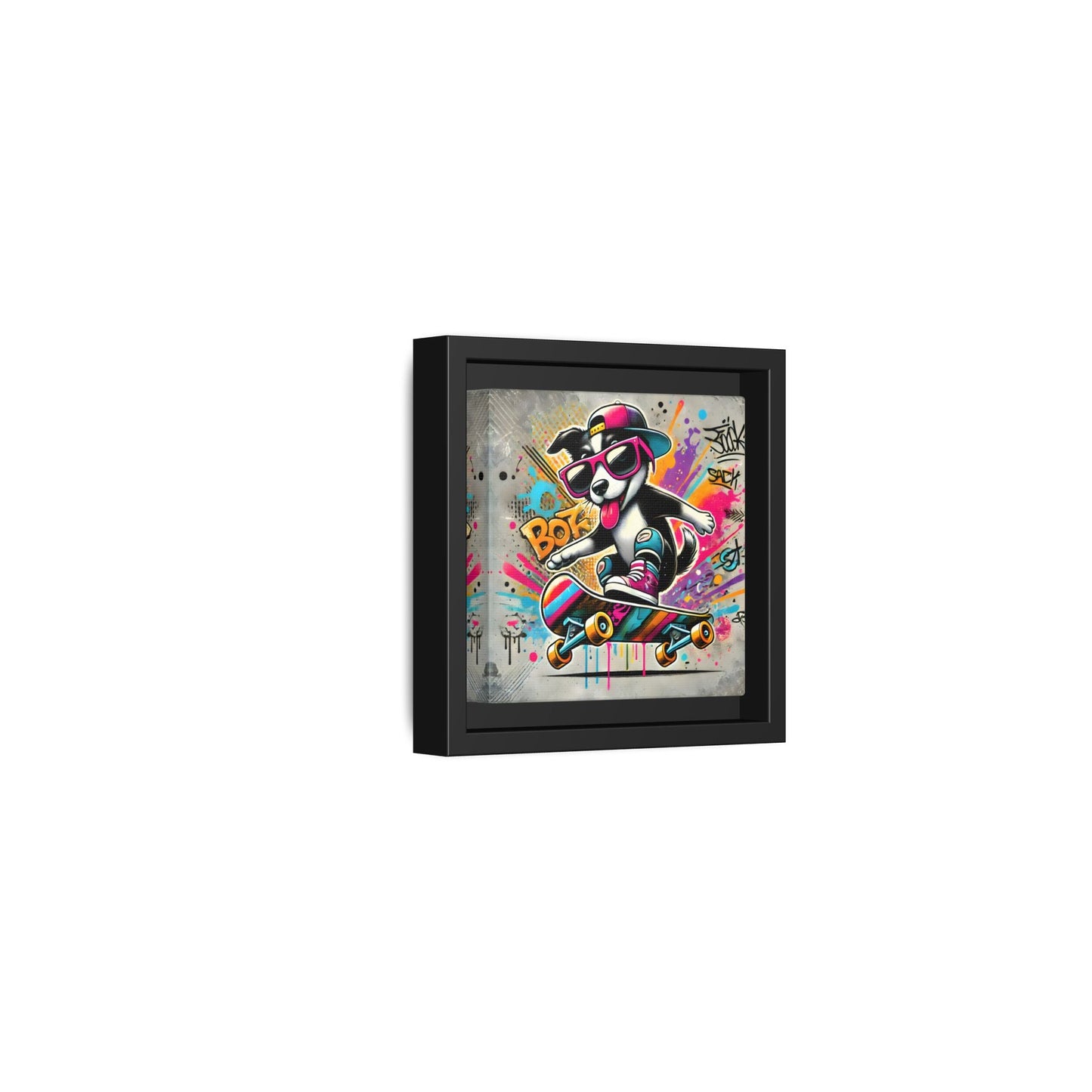 Funny Funky Dog Play Skateboard Canvas Wall Art Kids Room Prints