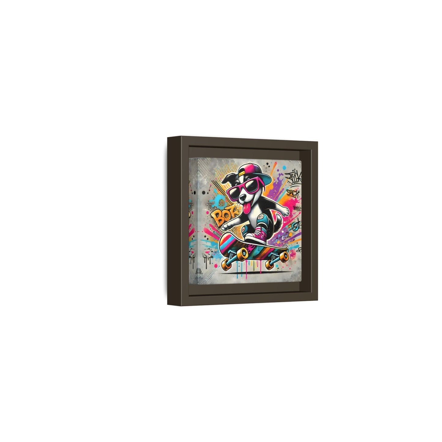 Funny Funky Dog Play Skateboard Canvas Wall Art Kids Room Prints