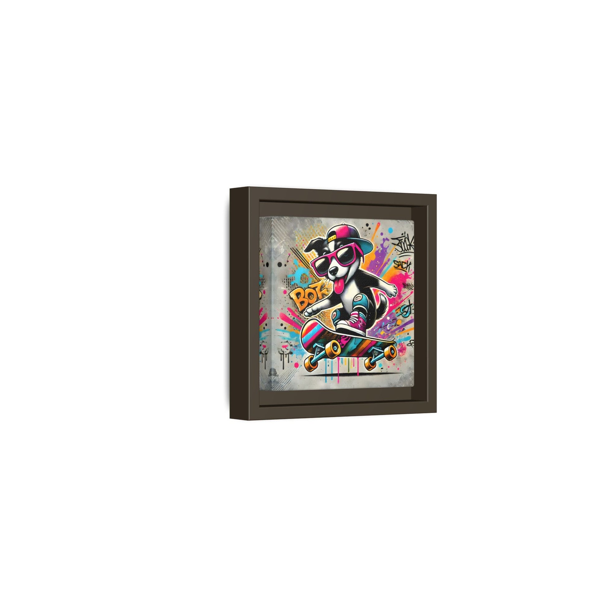 Funny Funky Dog Play Skateboard Canvas Wall Art Kids Room Prints
