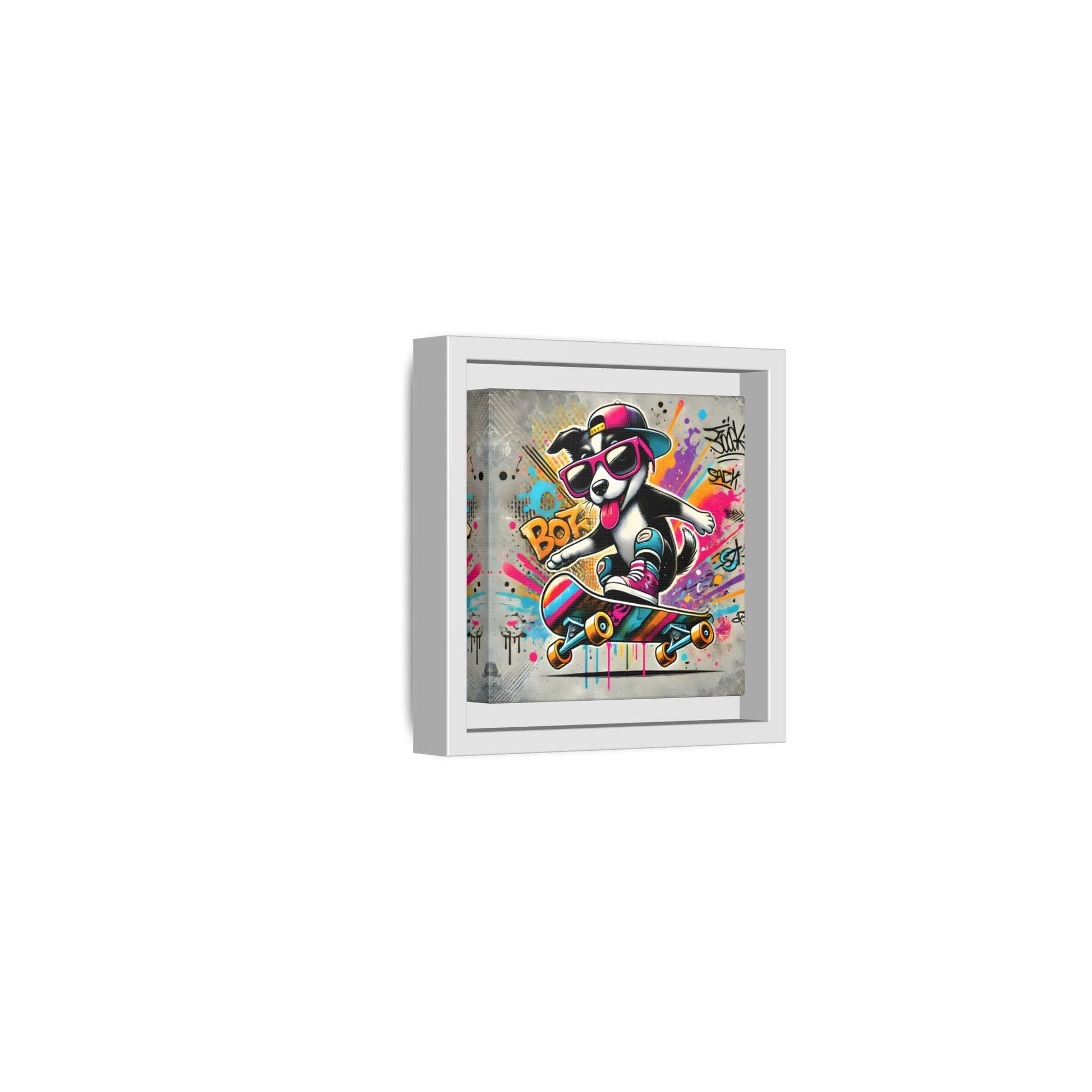 Funny Funky Dog Play Skateboard Canvas Wall Art Kids Room Prints