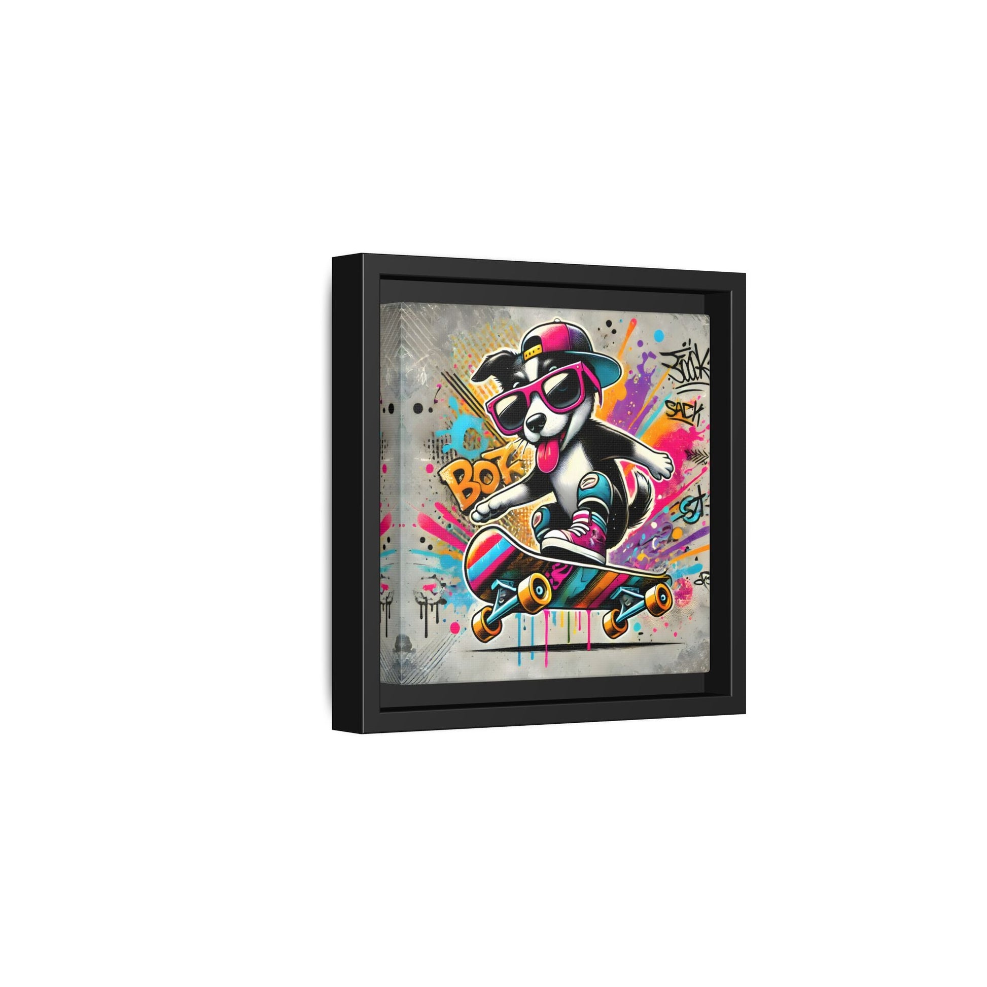 Funny Funky Dog Play Skateboard Canvas Wall Art Kids Room Prints