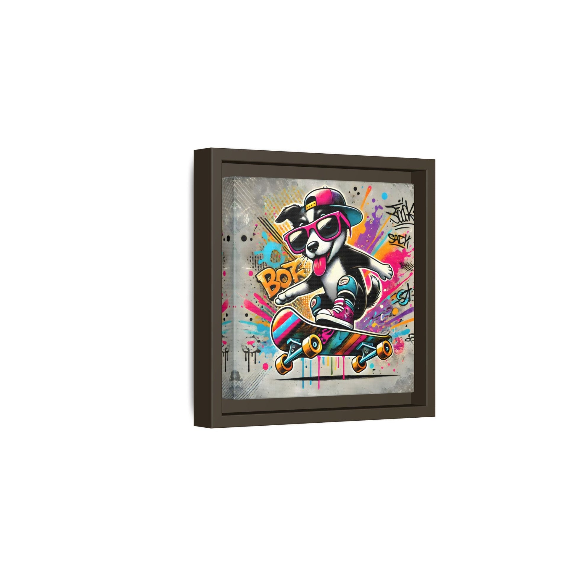 Funny Funky Dog Play Skateboard Canvas Wall Art Kids Room Prints