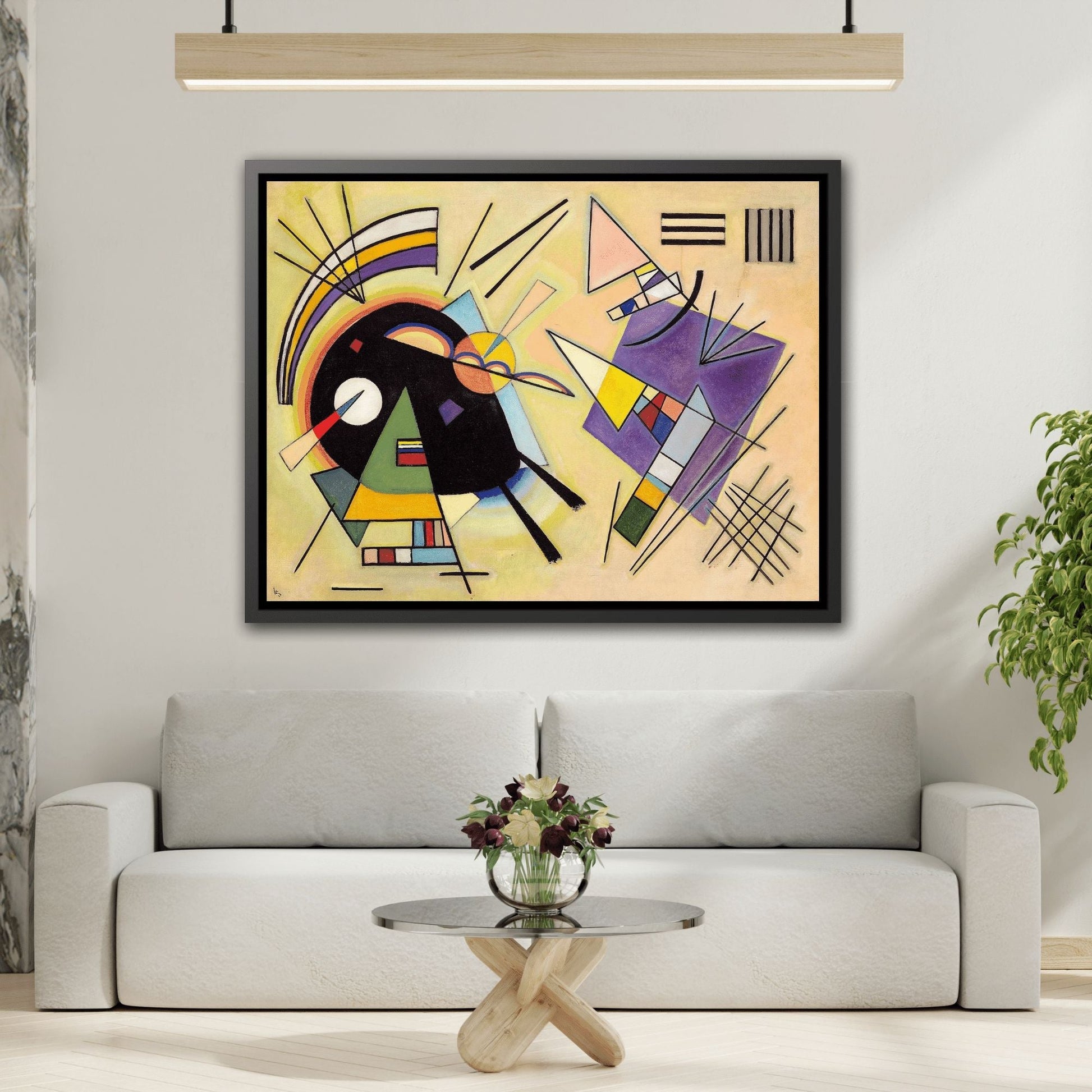 Geometric Abstract Canvas Print Black and Violet - Framed Kandinsky Wall Art Decoration Prints