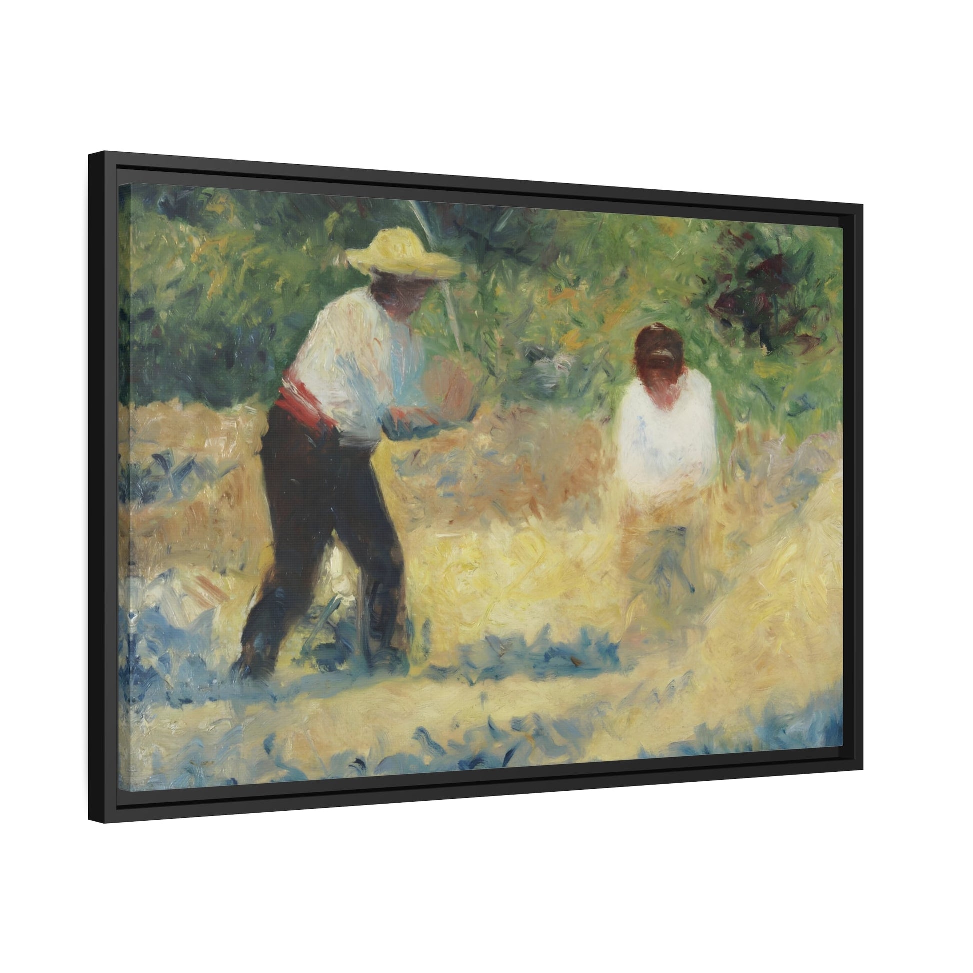 Georges Seurat The Pile of Stones - Framed Canvas Wall Art Print in Black Frame