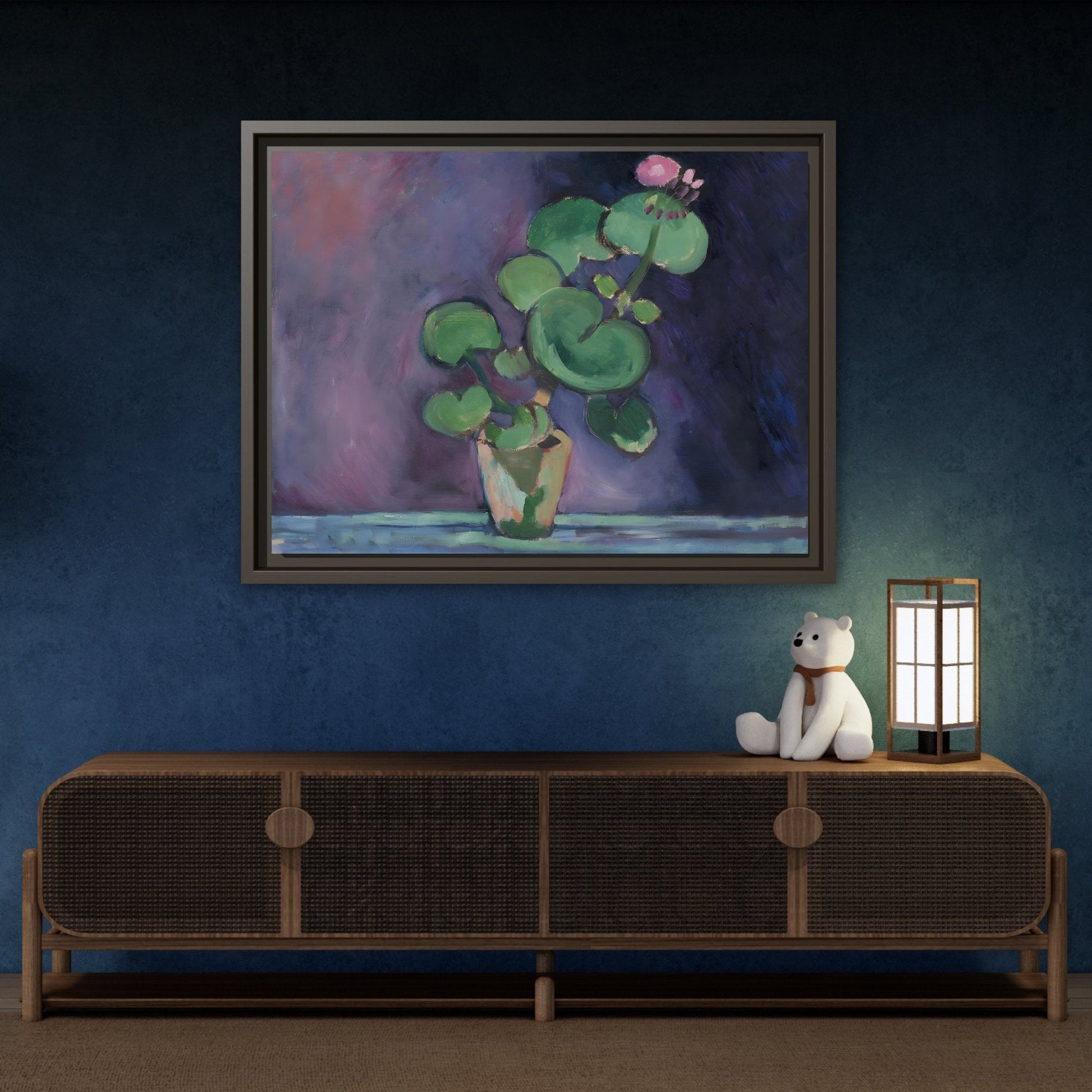 Geranium Matisse Framed Canvas Print - French Flower Still Life Wall Art