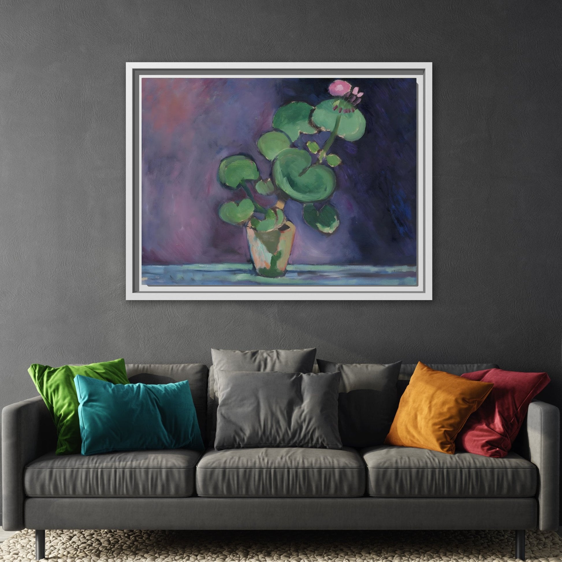 Geranium Matisse Framed Canvas Print - French Flower Still Life Wall Art