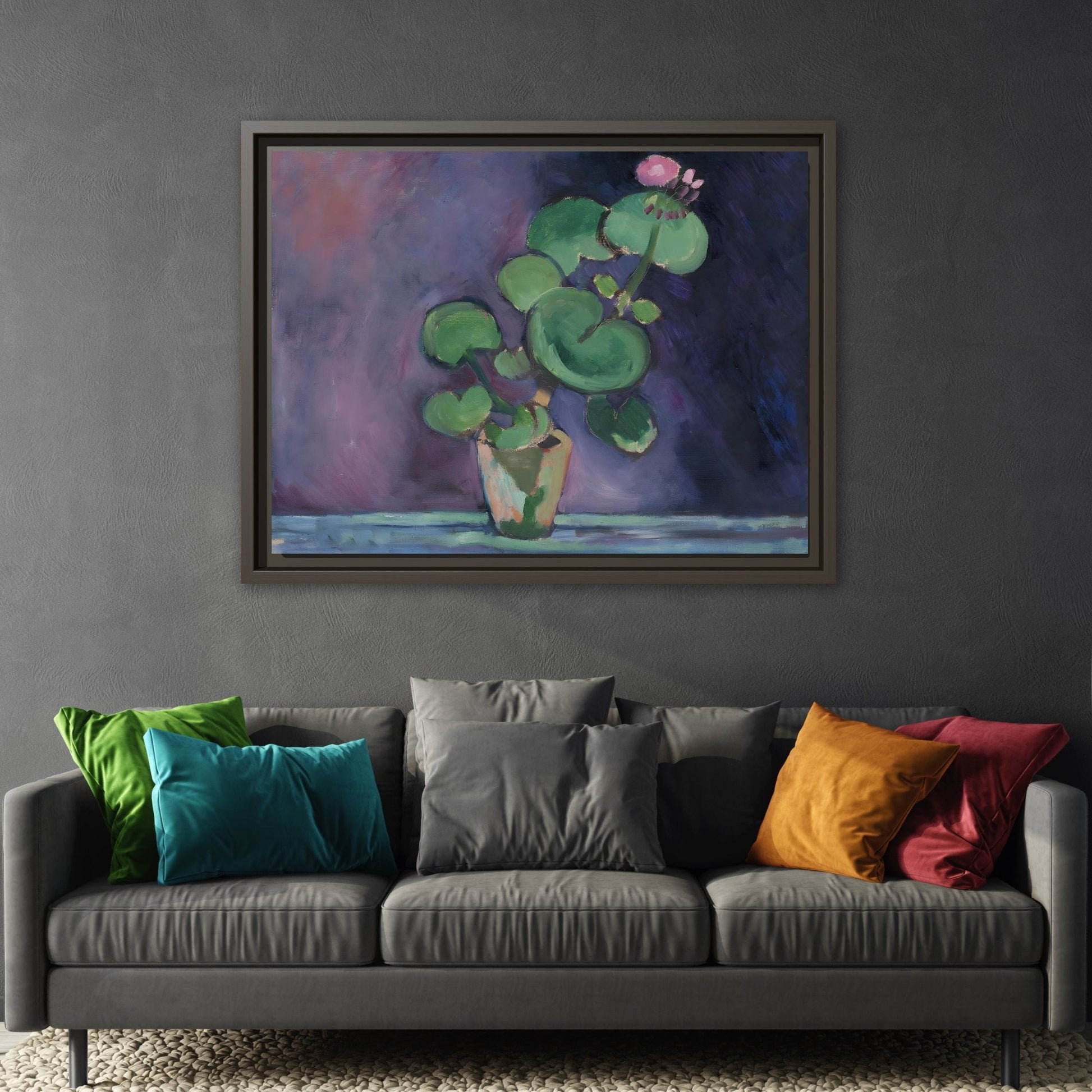 Geranium Matisse Framed Canvas Print - French Flower Still Life Wall Art