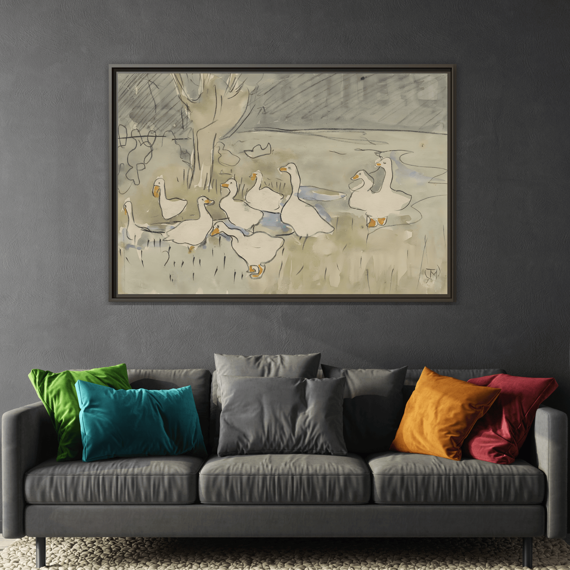 Goose Kids Room Canvas Art Print - Animal Home Decor Wall Art Framed